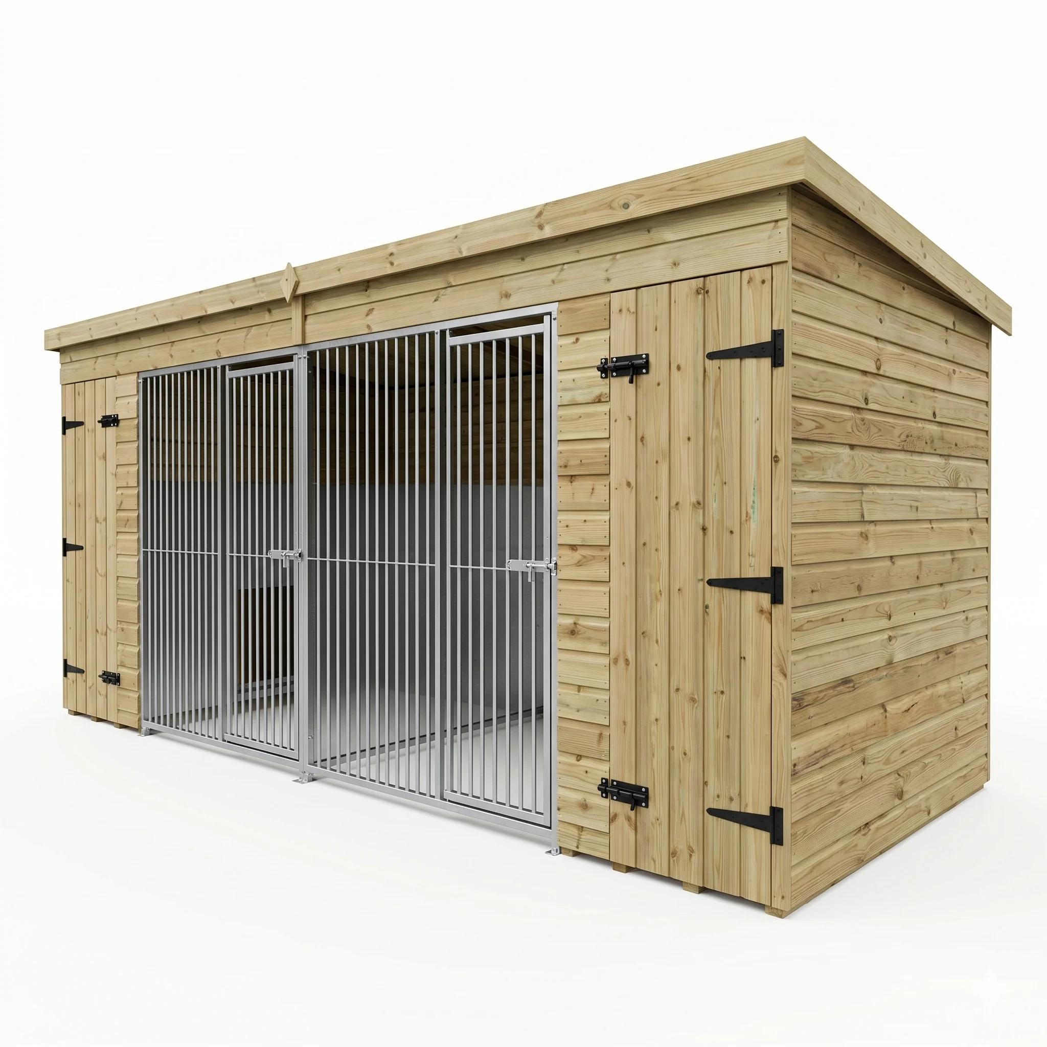 19x7ft Pent Duo Dog Kennel with Runs - Image 2