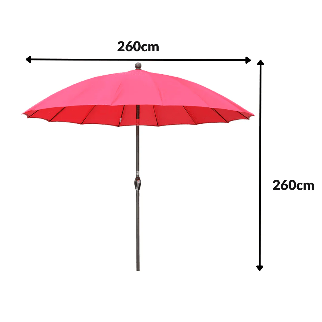 2.6m Large Metal Garden Patio Parasol - Red - Image 3