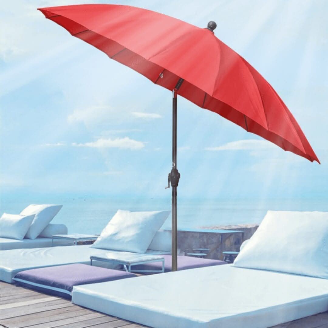 2.6m Large Metal Garden Patio Parasol - Red - Image 4