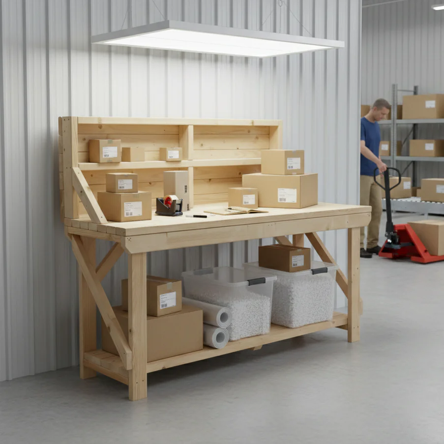 Acorn Wooden Workbench With Back Panel - Image 5