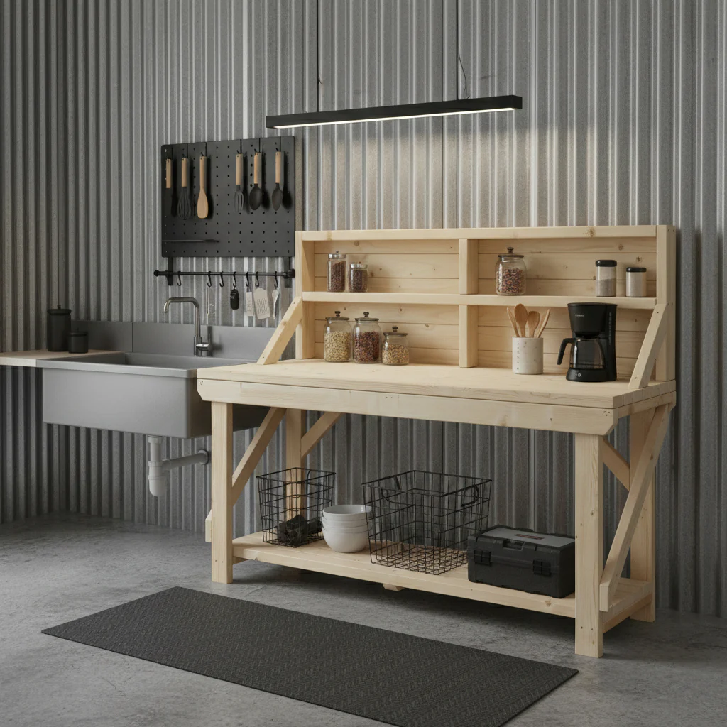 Acorn Wooden Workbench With Back Panel - Image 6