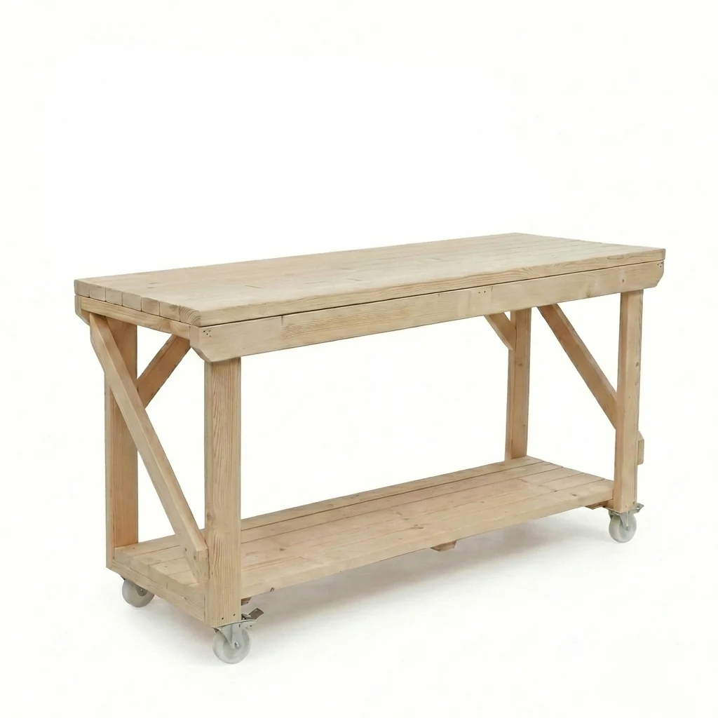 Acorn Wooden Workbench With Wheels
