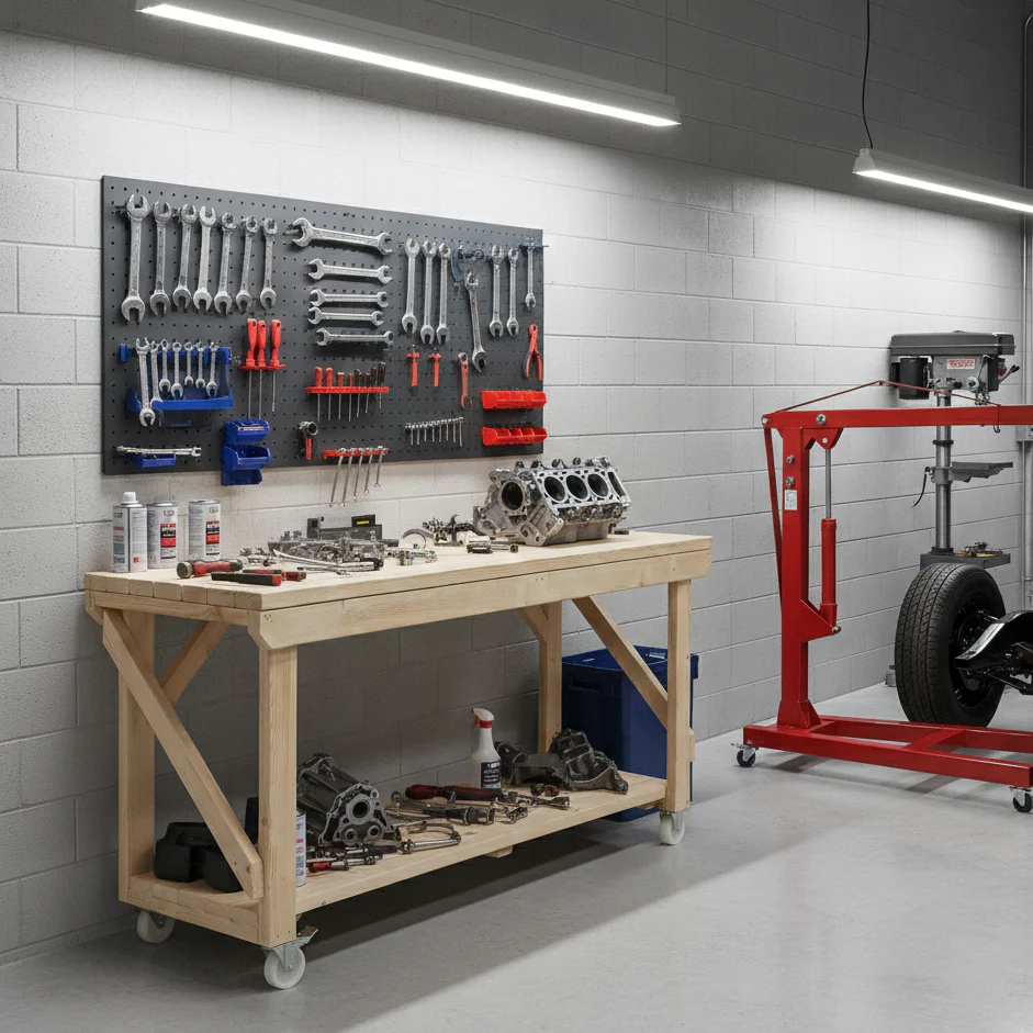Acorn Wooden Workbench With Wheels - Image 3
