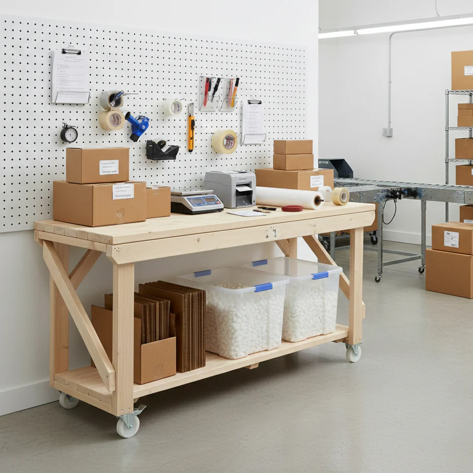 Acorn Wooden Workbench With Wheels - Image 6