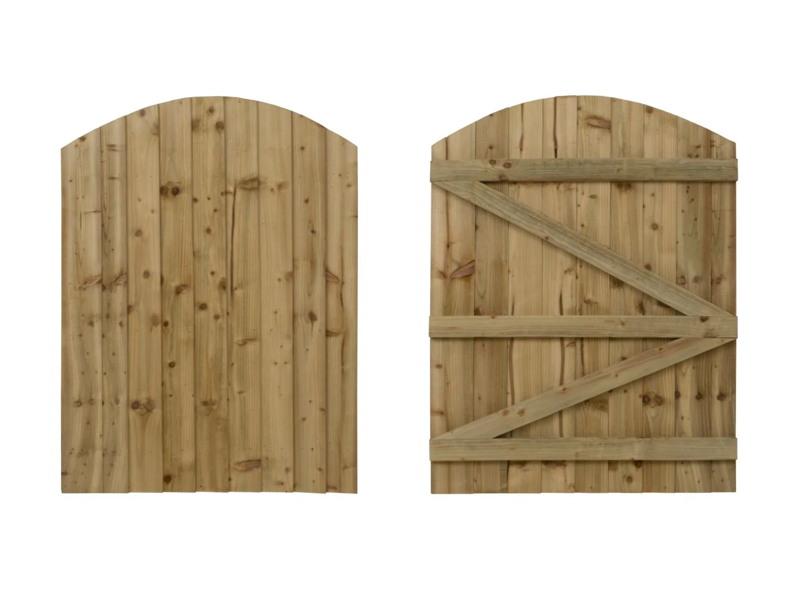 Arch Top Garden and Side Gate (v3) - 90cm Height - Natural Finish