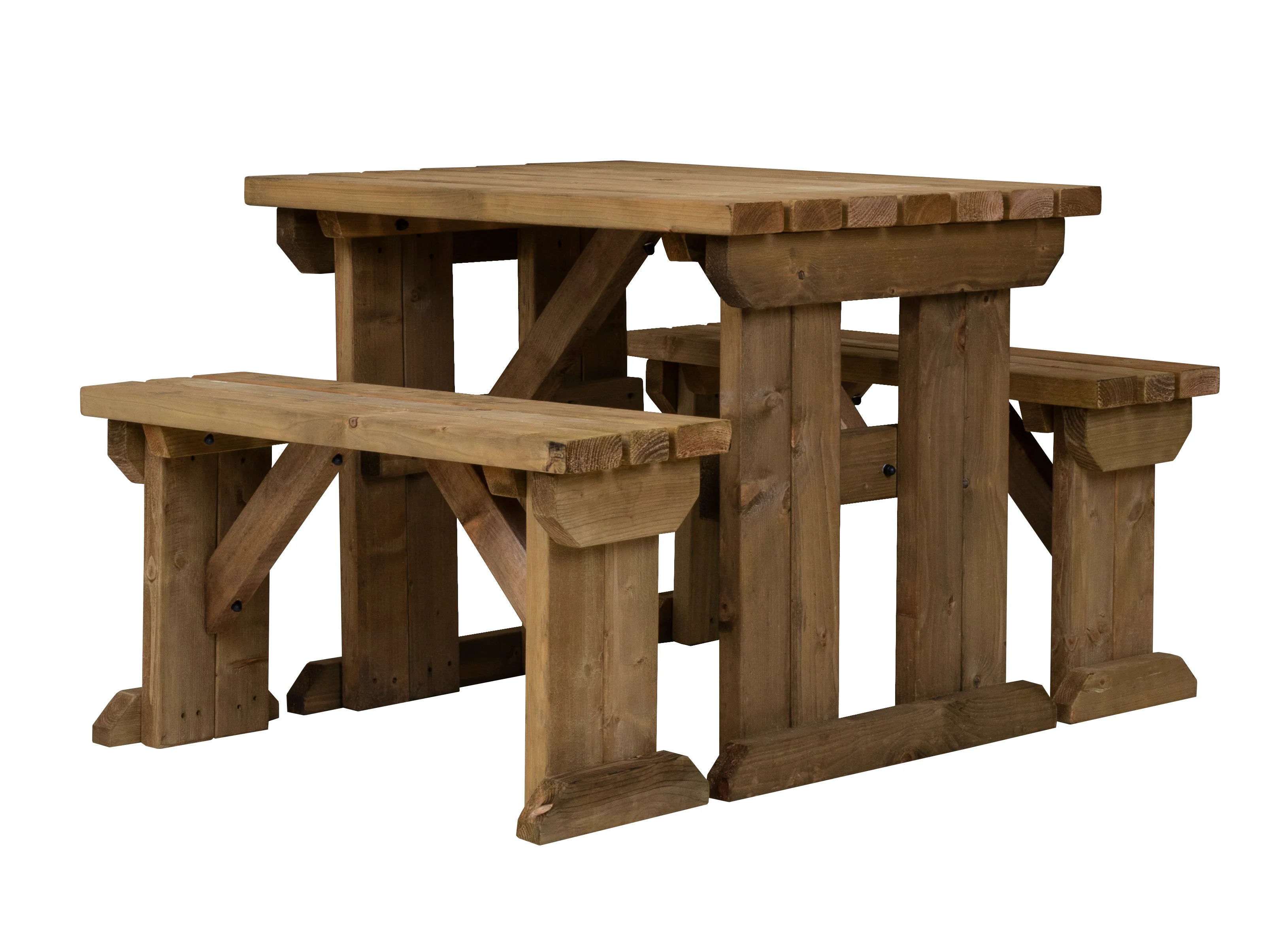 Aspen Picnic Table and Benches Set - Rustic Finish - Image 15