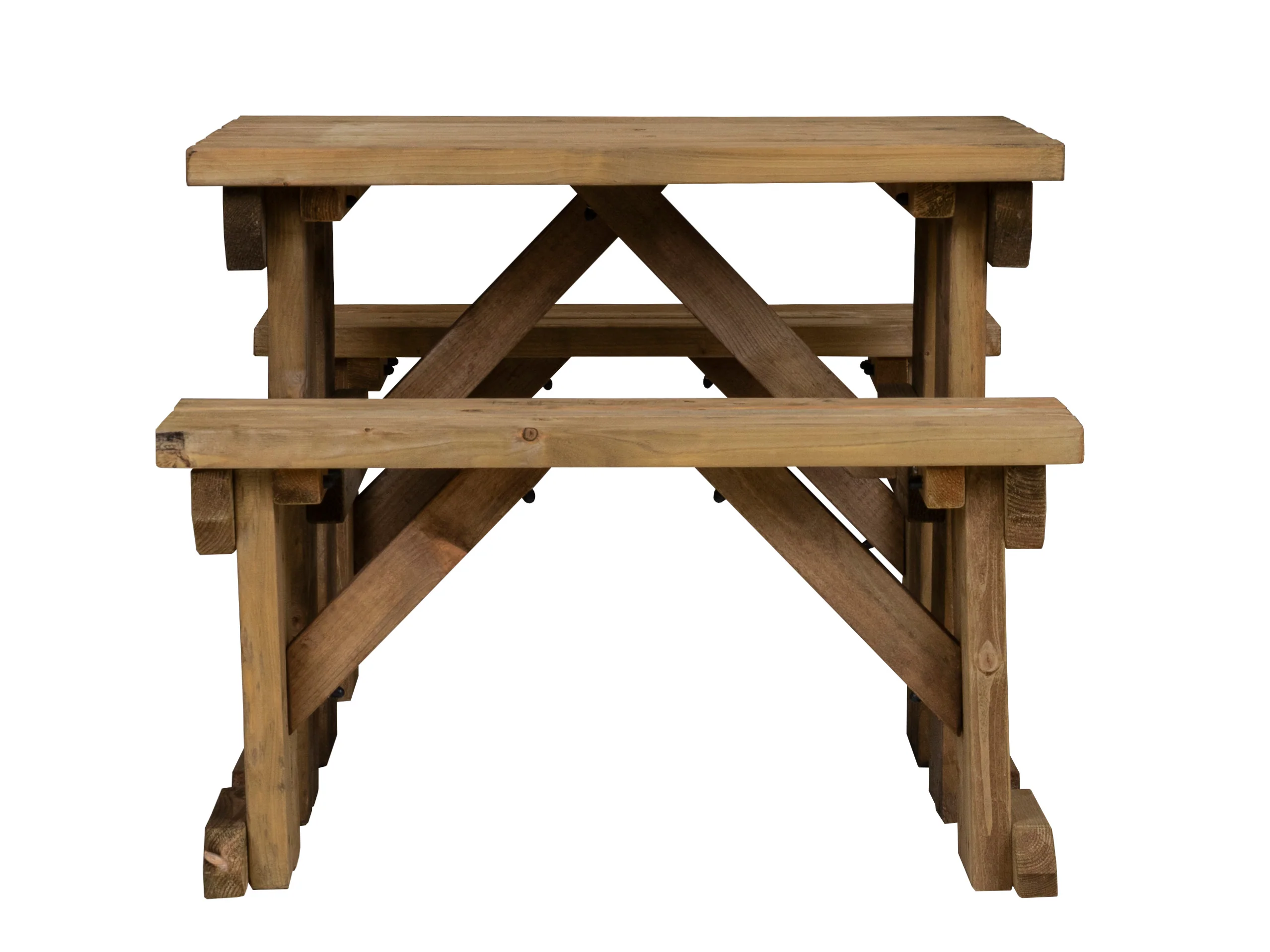 Aspen Picnic Table and Benches Set - Rustic Finish - Image 17