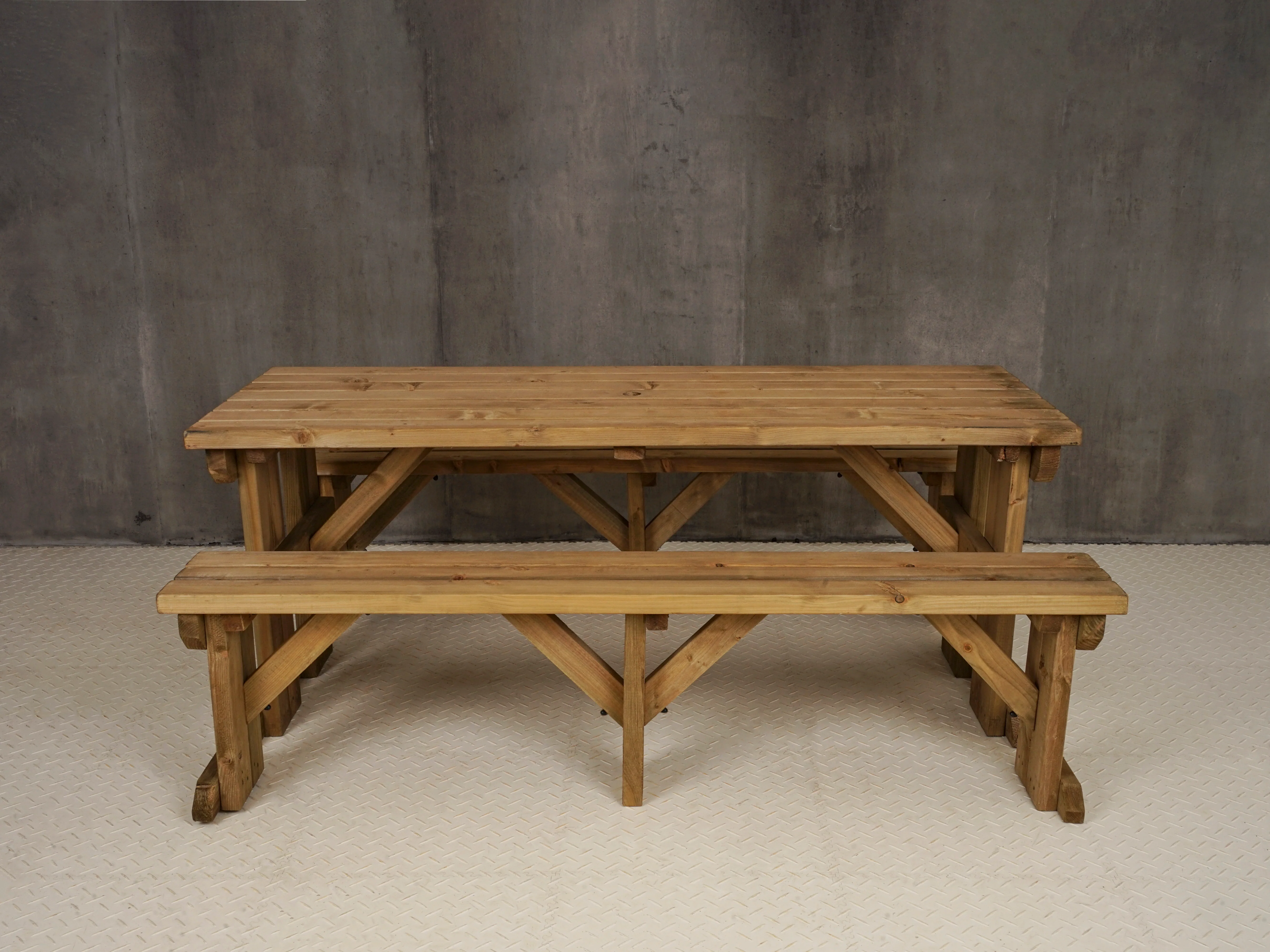 Aspen Picnic Table and Benches Set - Rustic Finish - Image 6