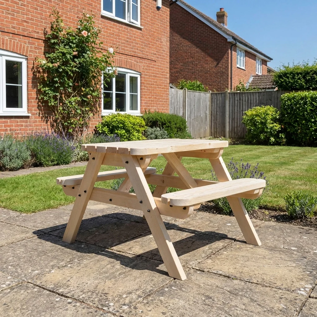 Classic Rounded Pub Style Picnic Bench and Table - Image 6