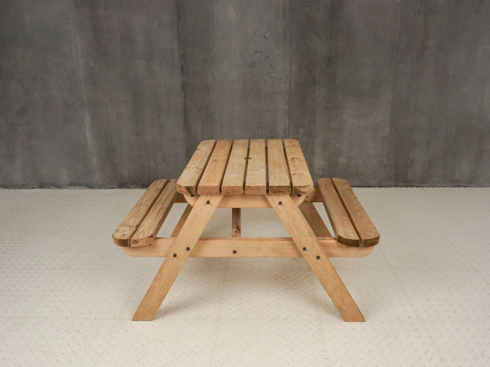 Classic Rounded Pub Style Picnic Bench and Table - Rustic Finish - Image 8