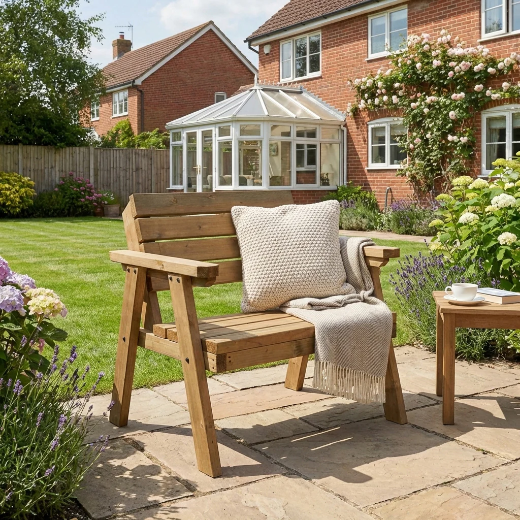Consilium Garden Fence Bench With Backrest - Rustic Finish - Image 5