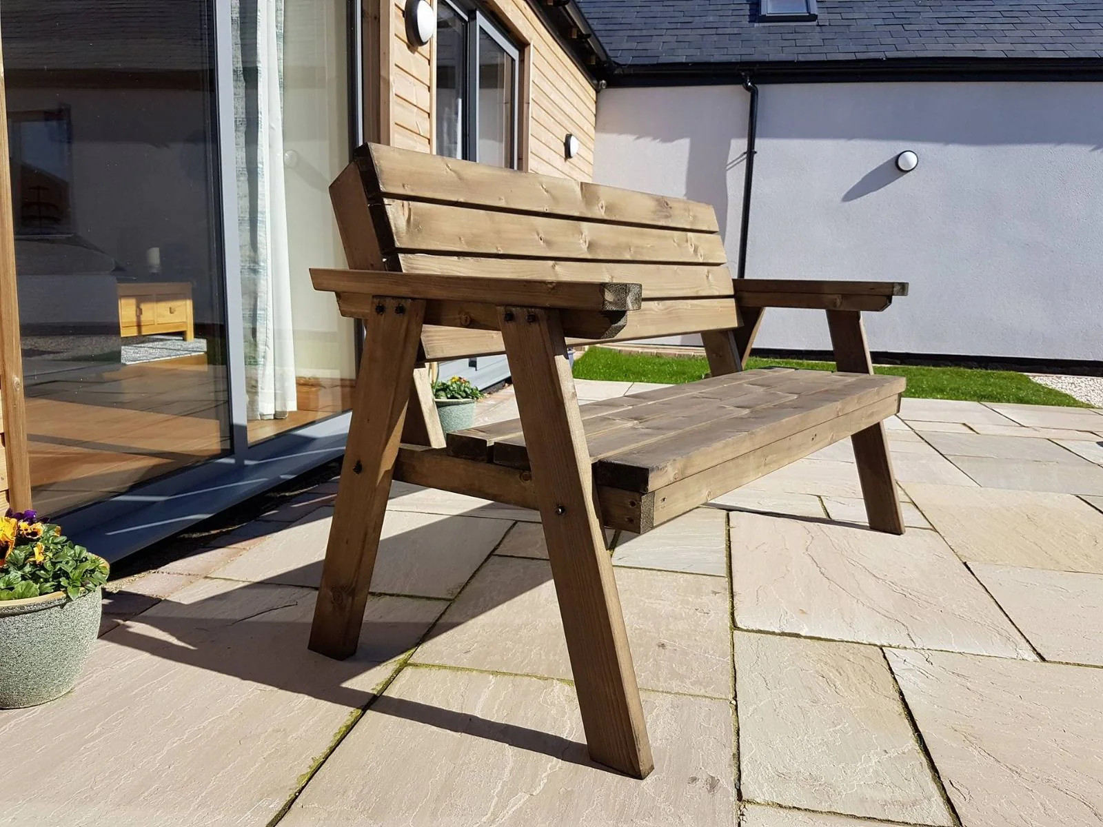 Consilium Garden Fence Bench With Backrest - Rustic Finish - Image 9