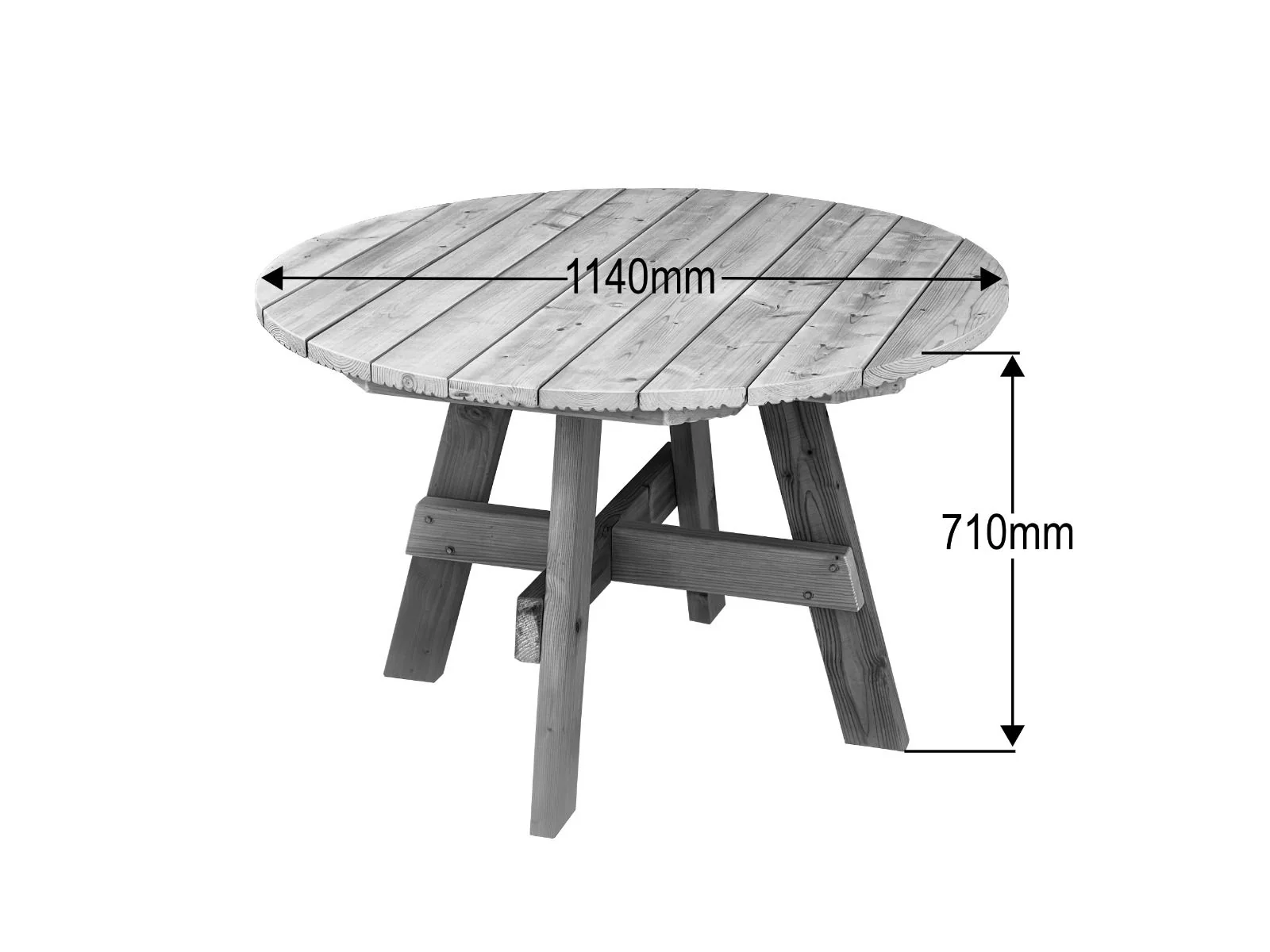 DeckFusion Wooden Rounded Picnic Table and Four Chairs Set - Image 7