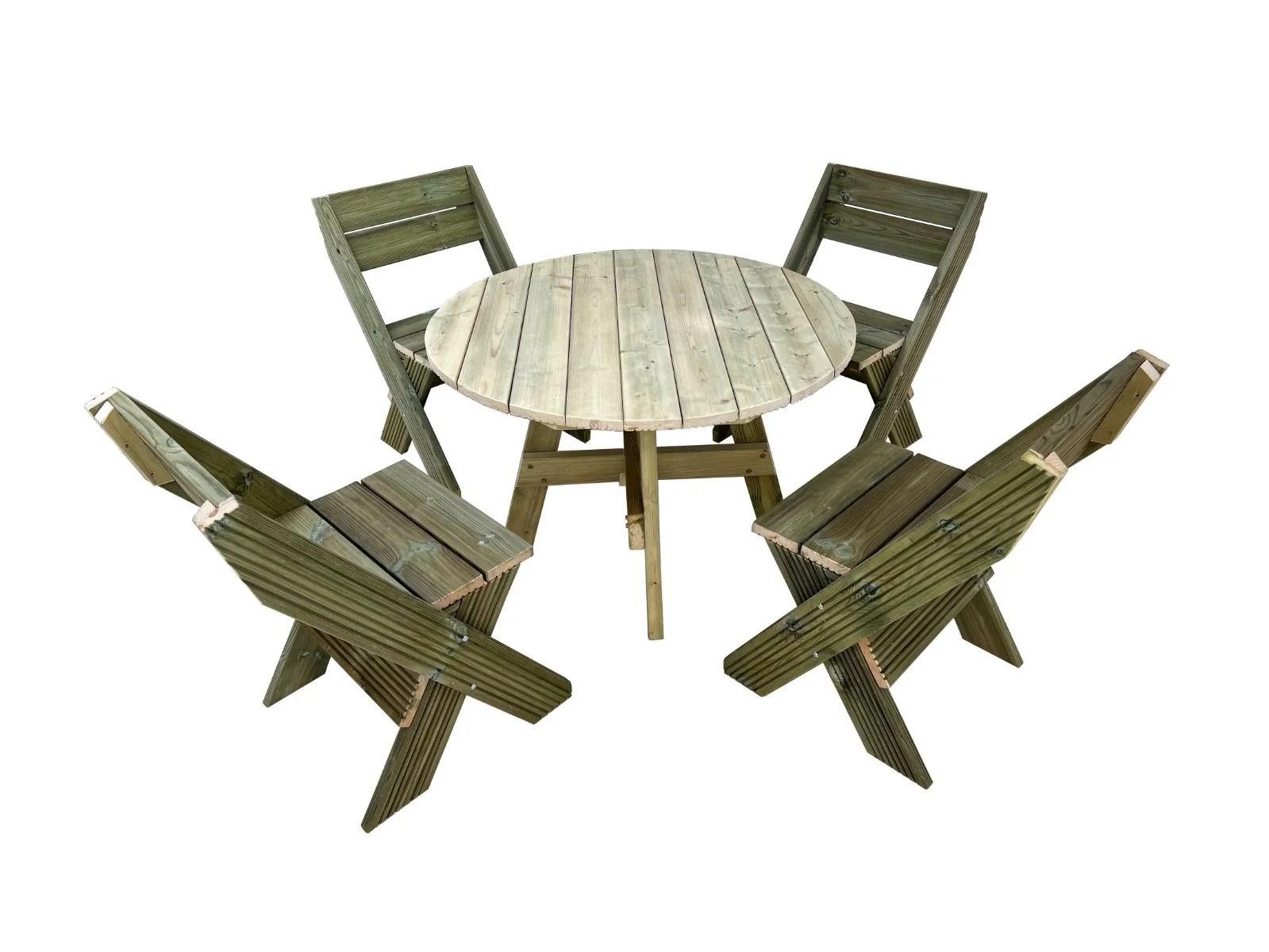 DeckFusion Wooden Rounded Picnic Table and Four Chairs Set - Image 8