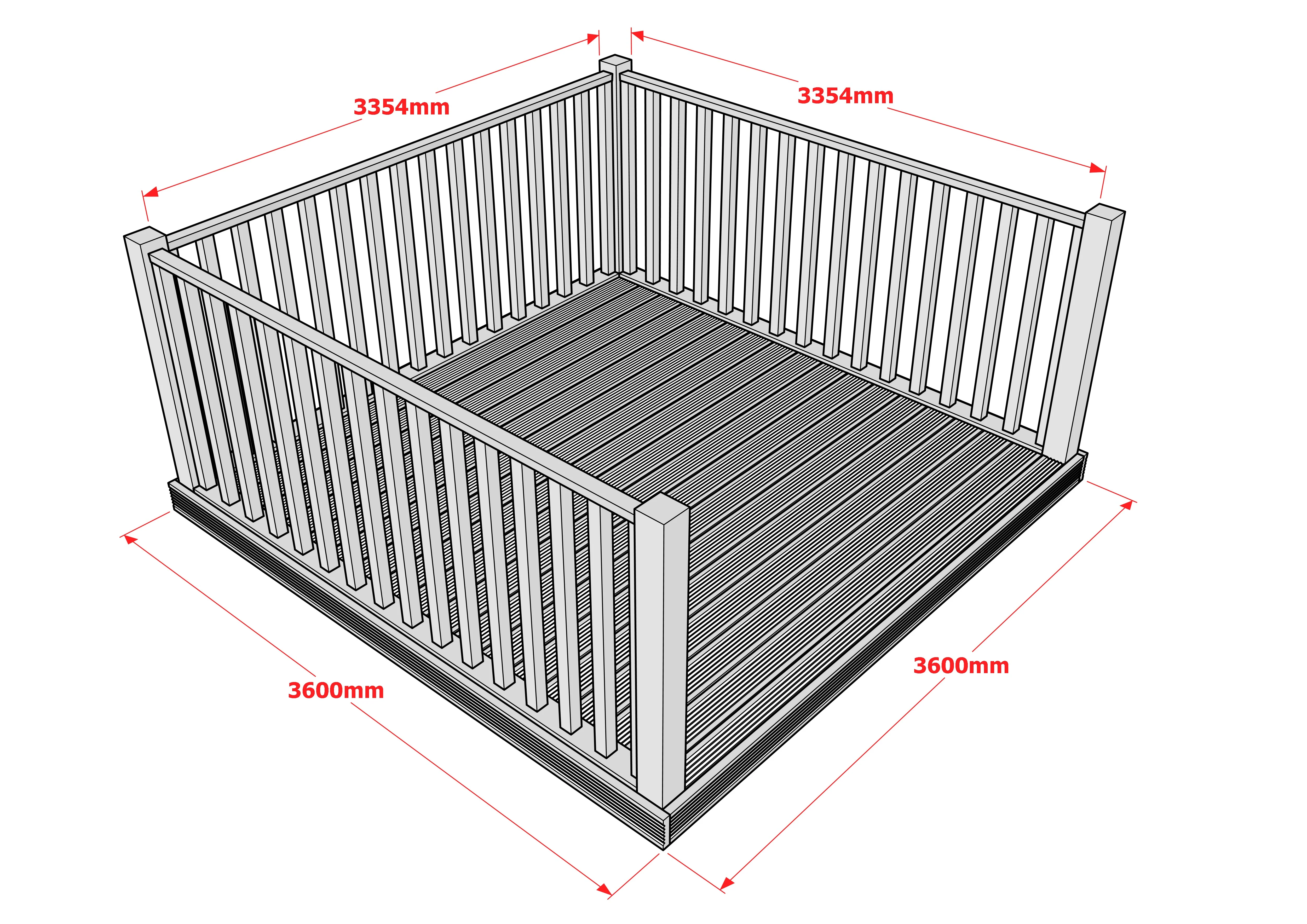 Decking Kit With Three Side Balustrade - Image 9