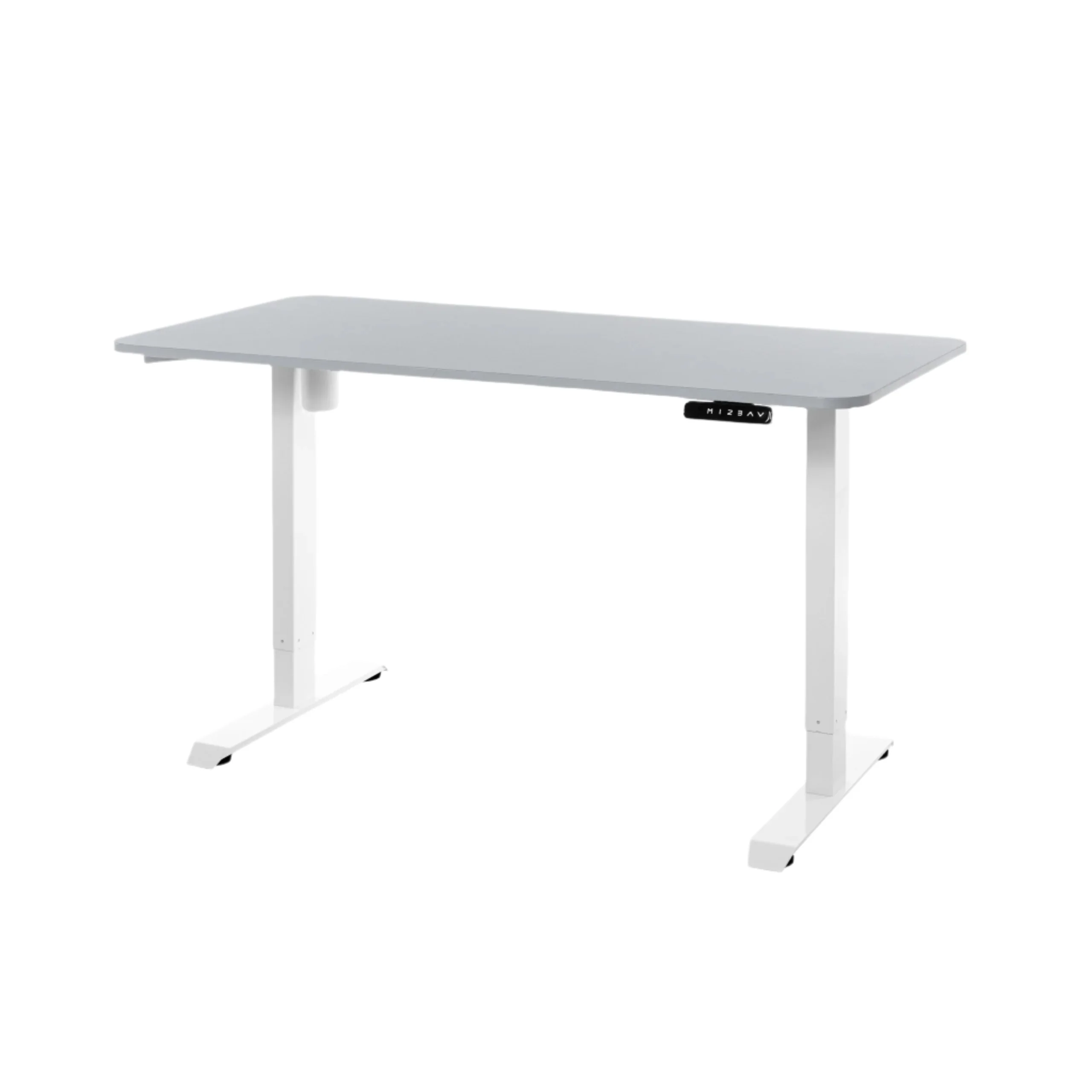 DESKO V1 White Standing Desk With 140x70cm Grey Tabletop