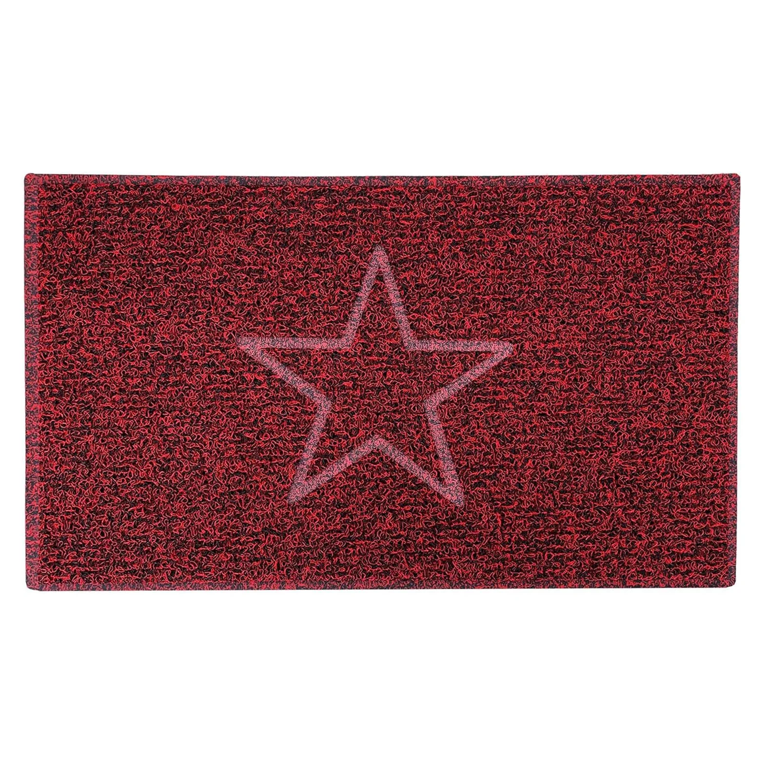 Embossed Star Spaghetti Door Mat - Red & Black - Image 2