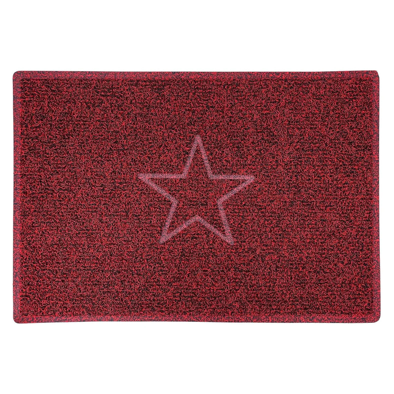 Embossed Star Spaghetti Door Mat - Red & Black - Image 3