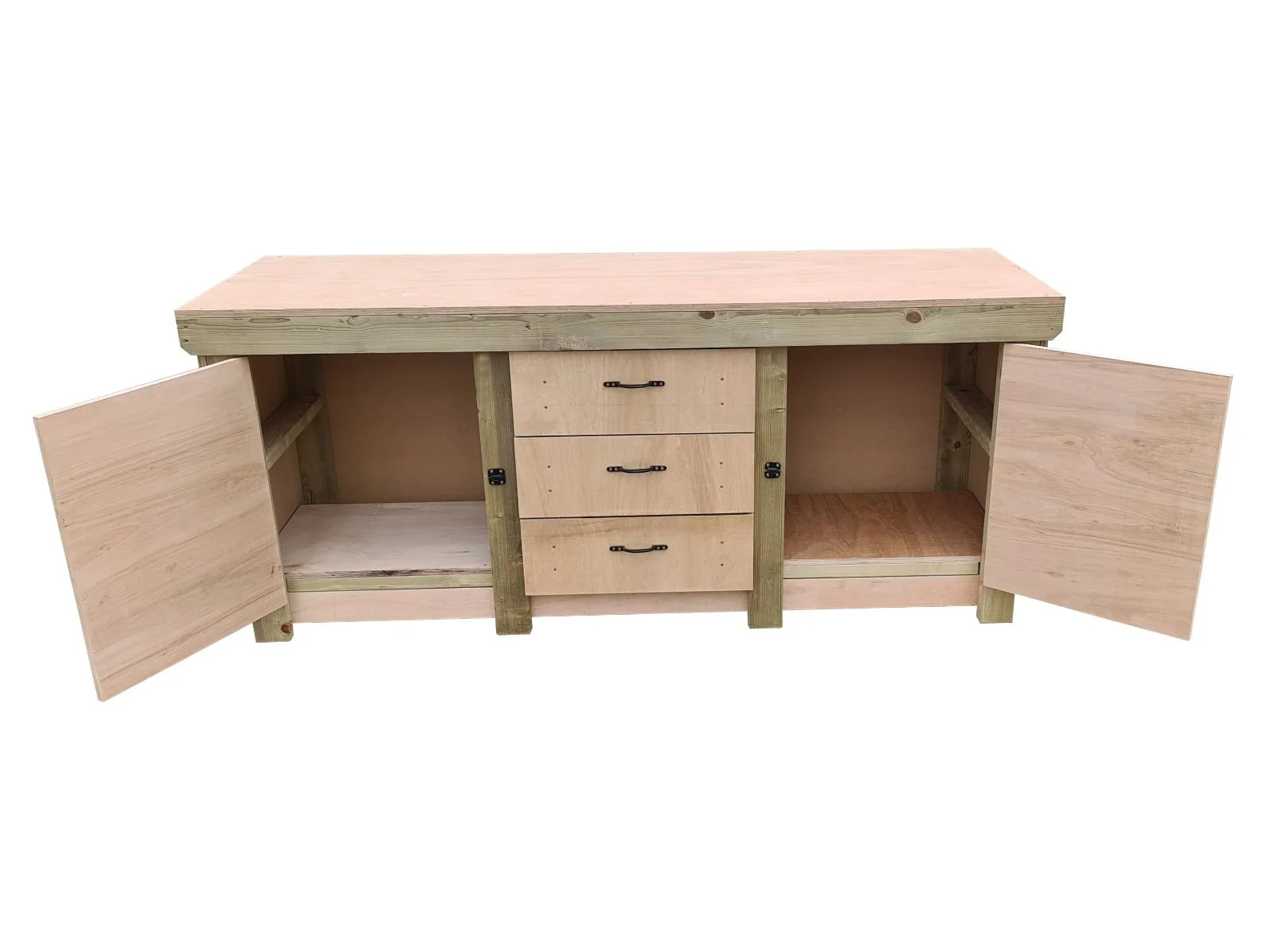 Eucalyptus top workbench with drawers and double lockable cupboard (V.8) - Image 6
