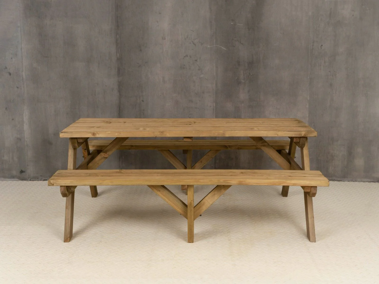 Fortem Rounded Pub Style Picnic Table Benches Set - Rustic Finish - Image 9