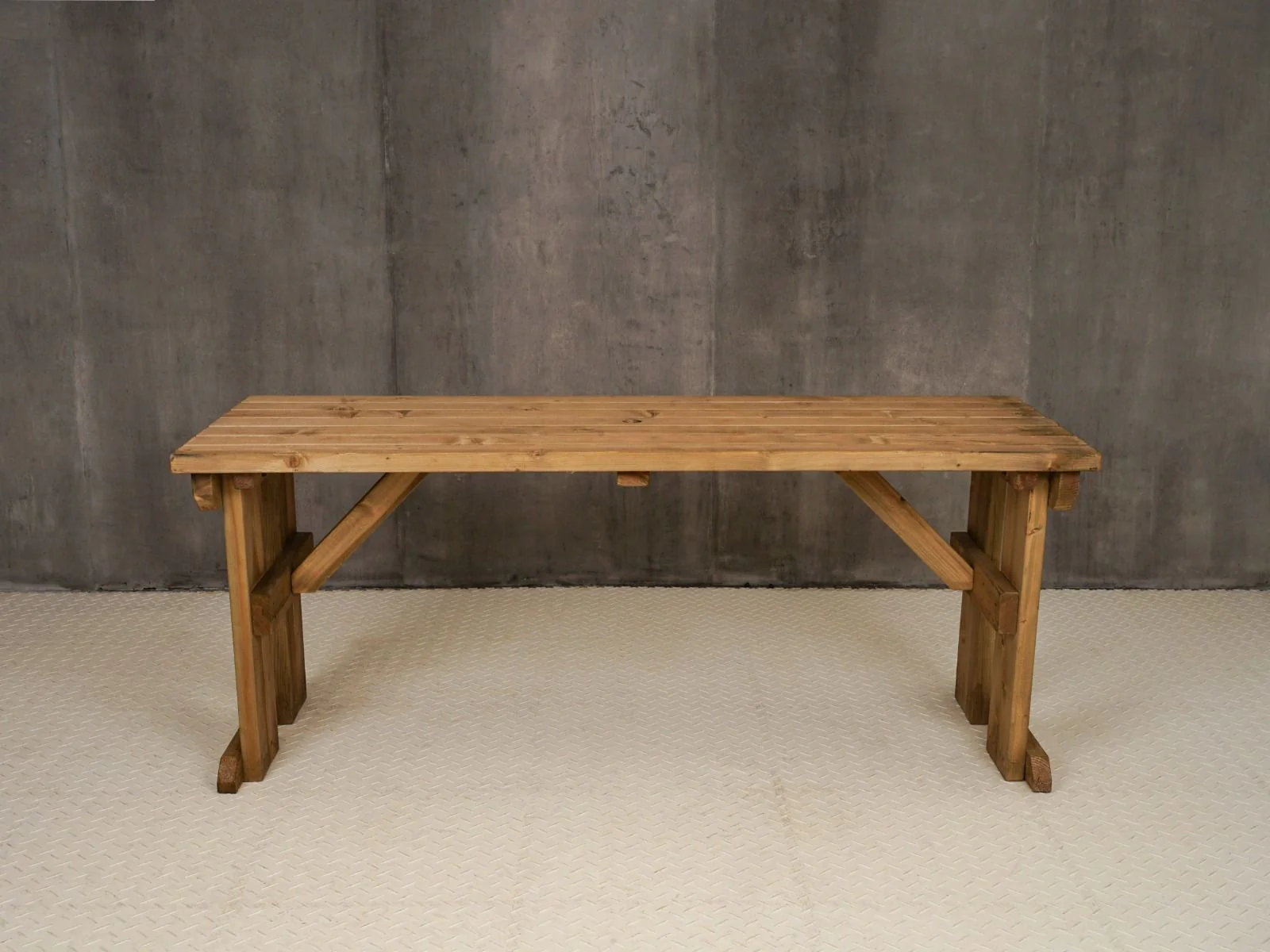 Hollies Wooden Garden Table, Outdoor Picnic Dining Desk - Rustic Finish - Image 5