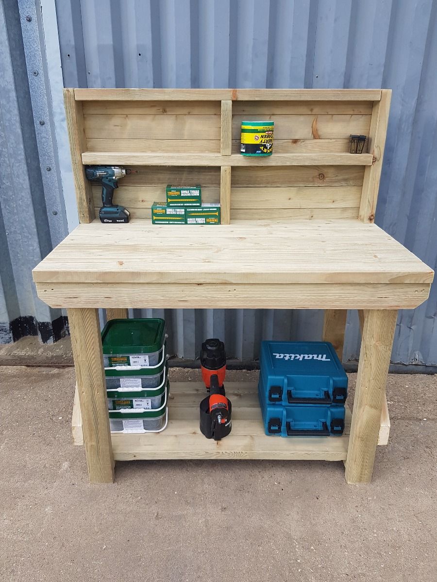 Indoor/outdoor workbench, pressure treated bench with back panel - Image 15