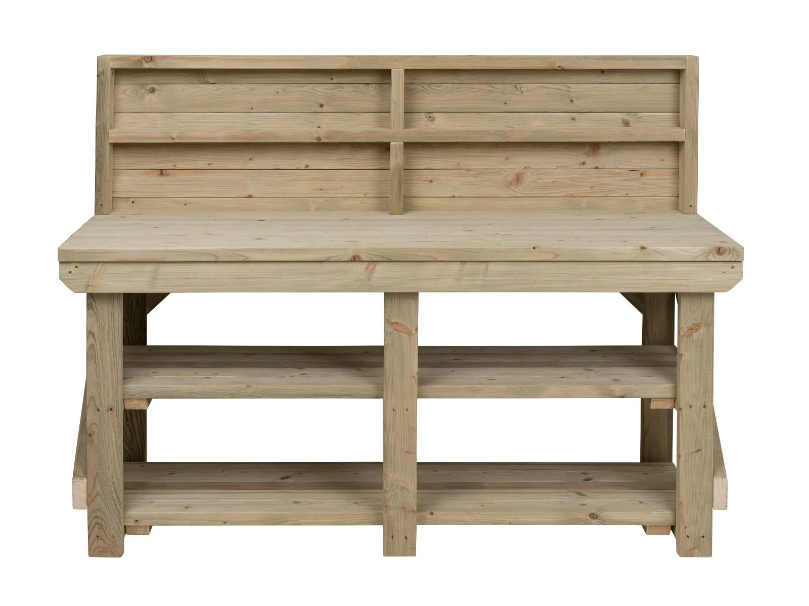 Indoor/outdoor workbench, pressure treated bench with back panel and double shelf - Image 10