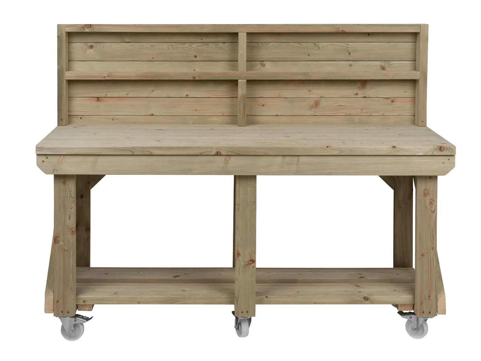Indoor/outdoor workbench, pressure treated bench with back panel and wheels - Image 13