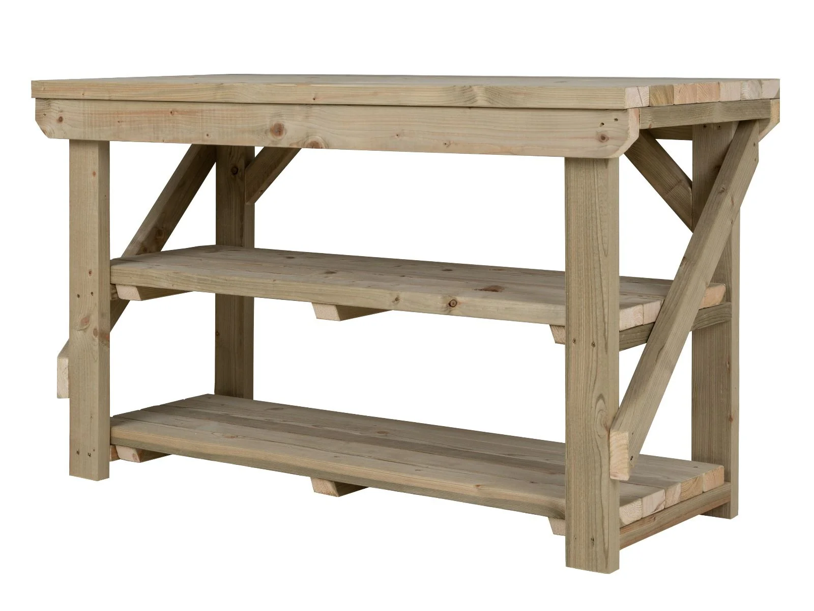 Indoor/outdoor workbench, pressure treated bench with double shelf - Image 10