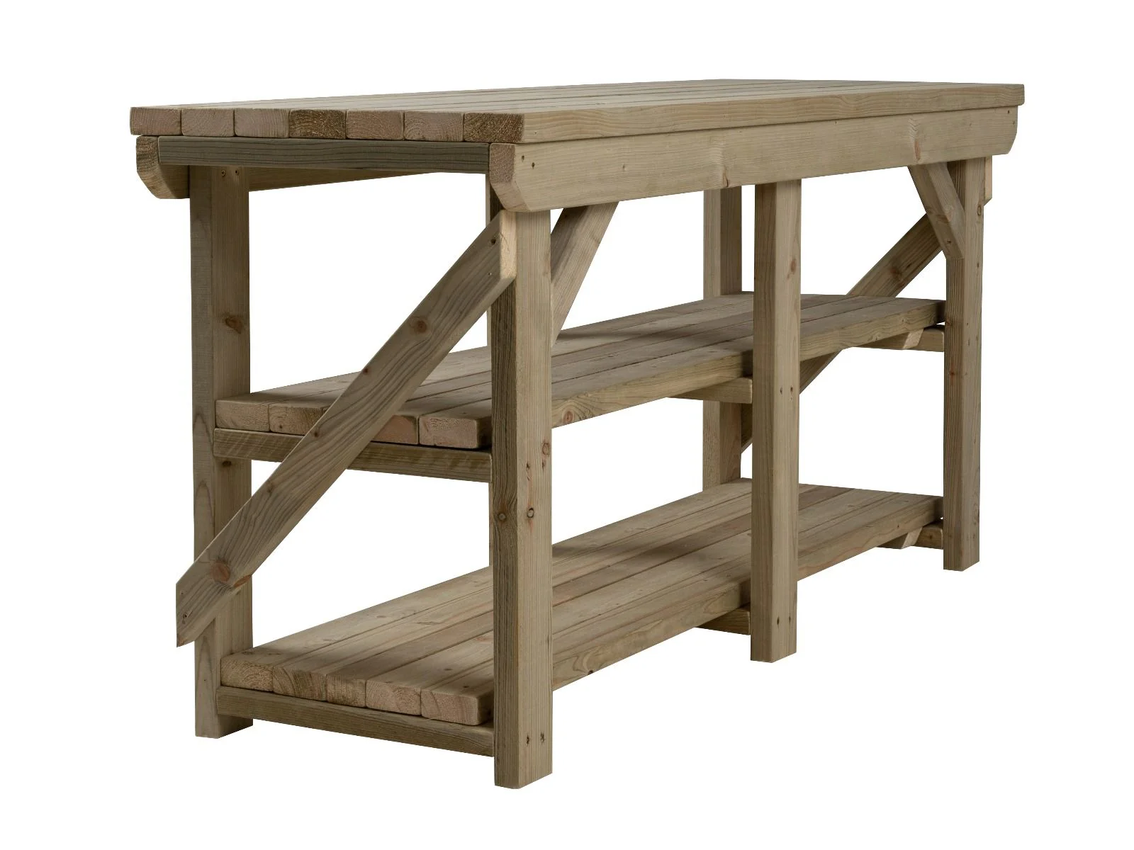 Indoor/outdoor workbench, pressure treated bench with double shelf - Image 11