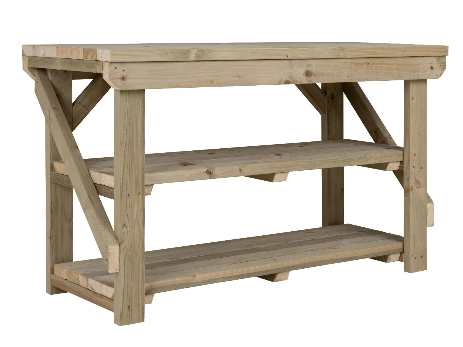 Indoor/outdoor workbench, pressure treated bench with double shelf - Image 12