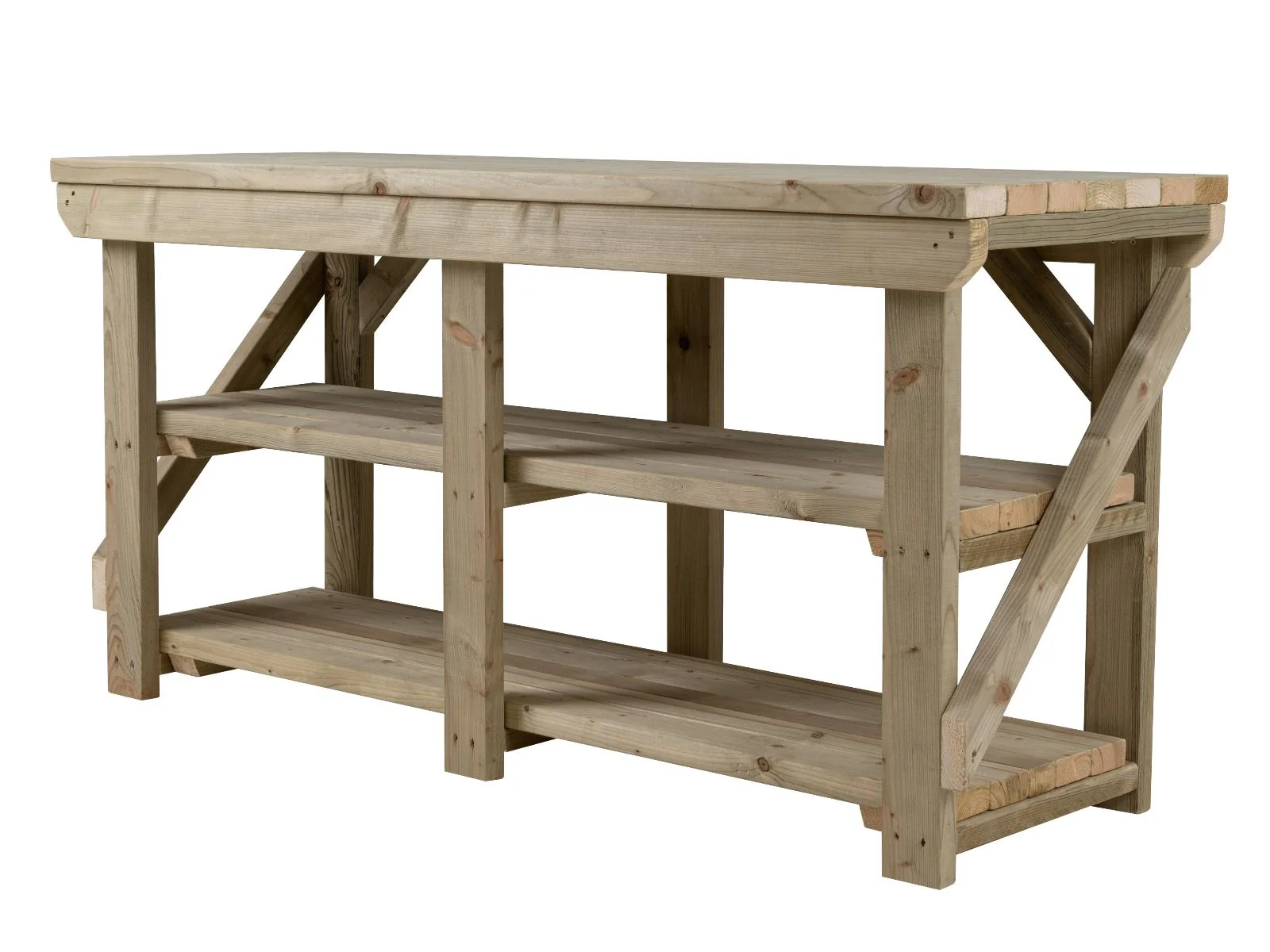 Indoor/outdoor workbench, pressure treated bench with double shelf - Image 13