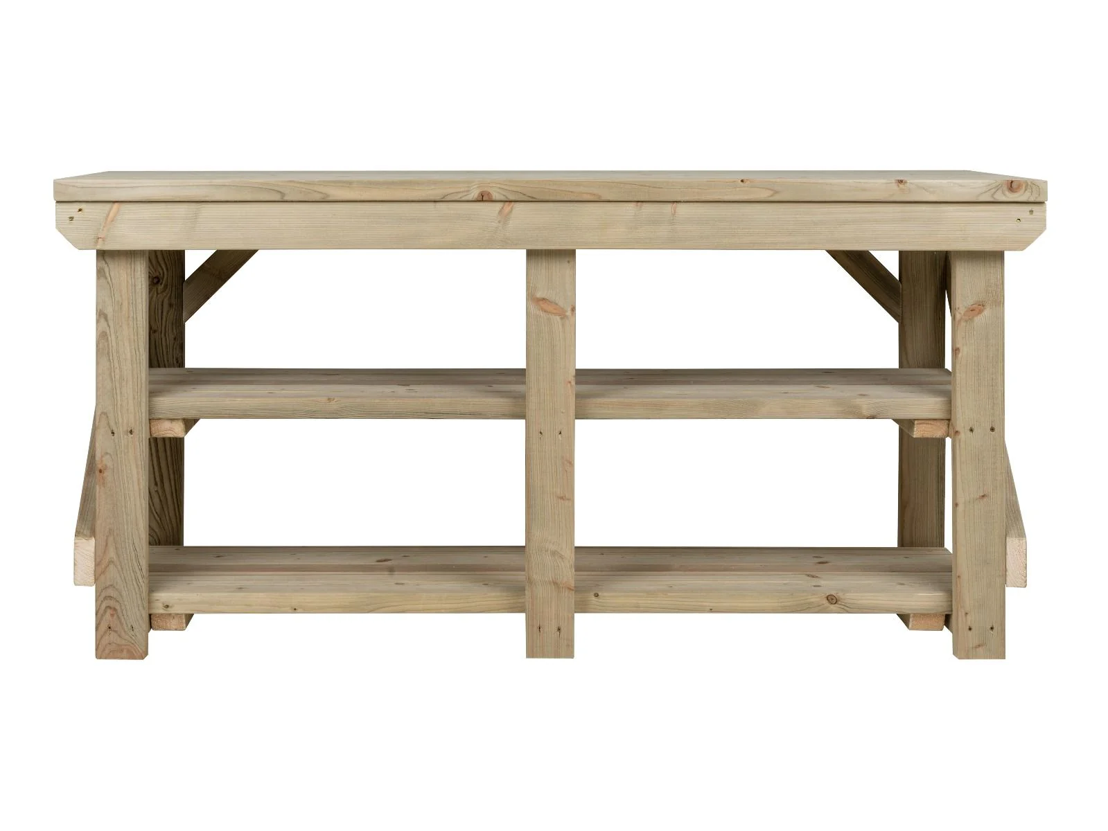 Indoor/outdoor workbench, pressure treated bench with double shelf - Image 9