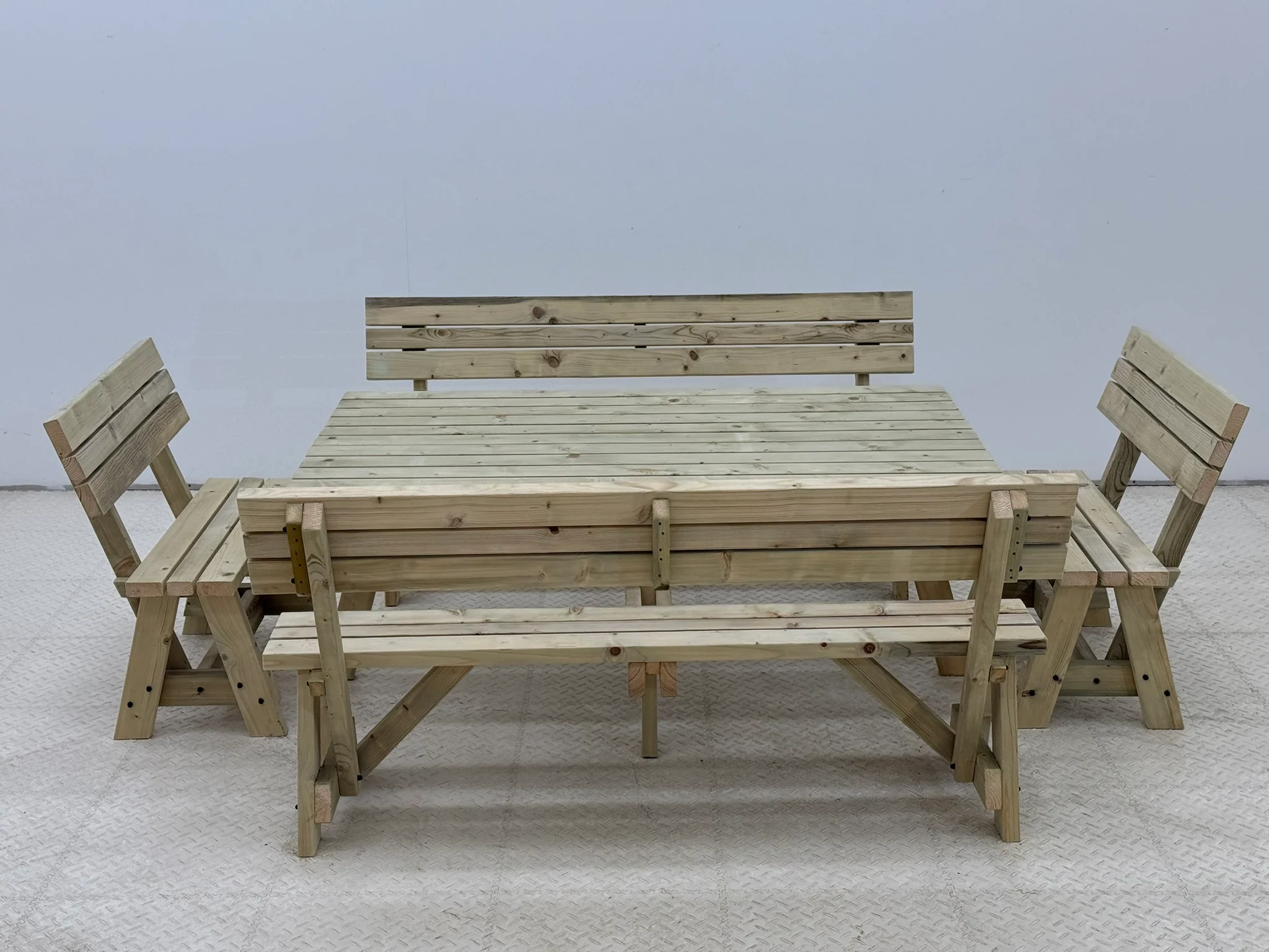 Meridian Square Picnic Table and Benches Set With Backrest - Image 10