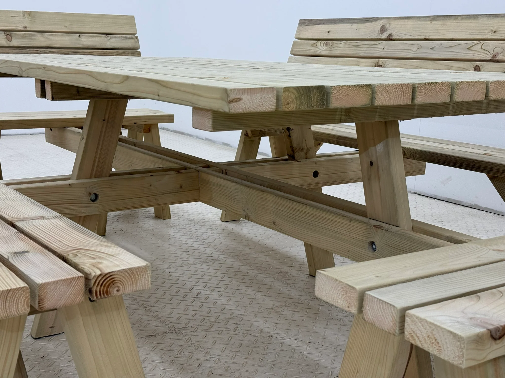 Meridian Square Picnic Table and Benches Set With Backrest - Image 11