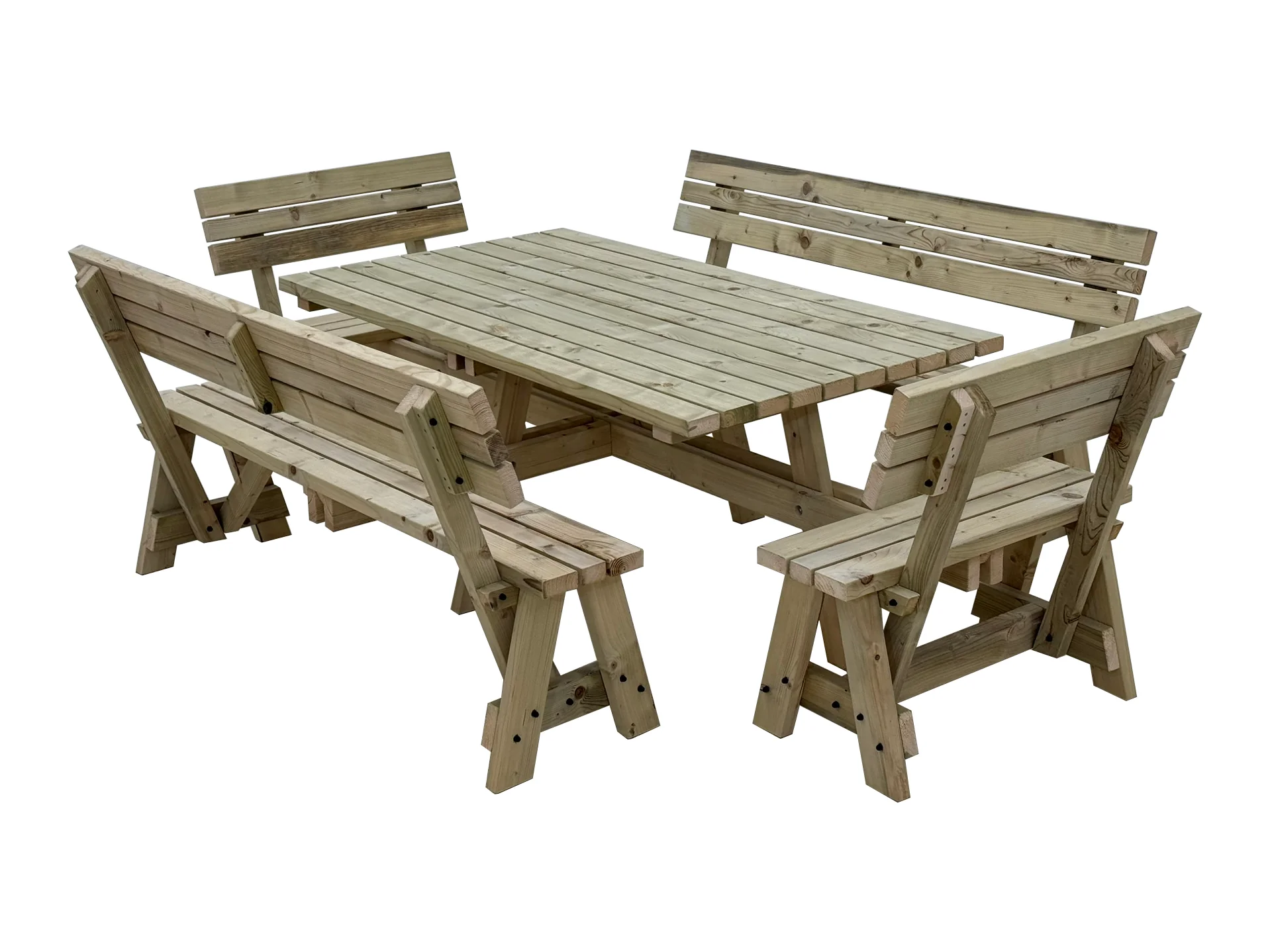 Meridian Square Picnic Table and Benches Set With Backrest - Image 6