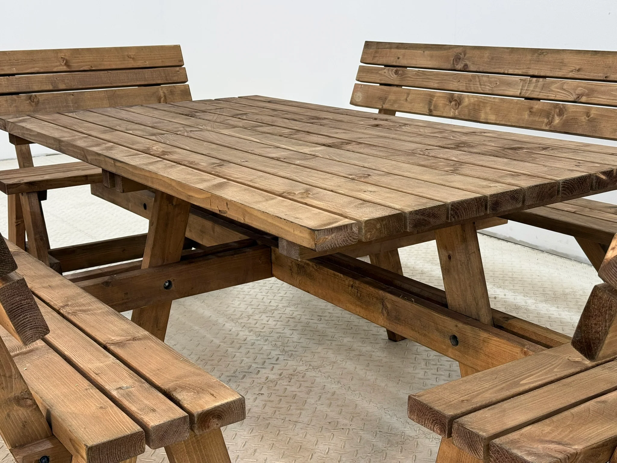 Meridian Square Picnic Table and Benches Set With Backrest - Image 7