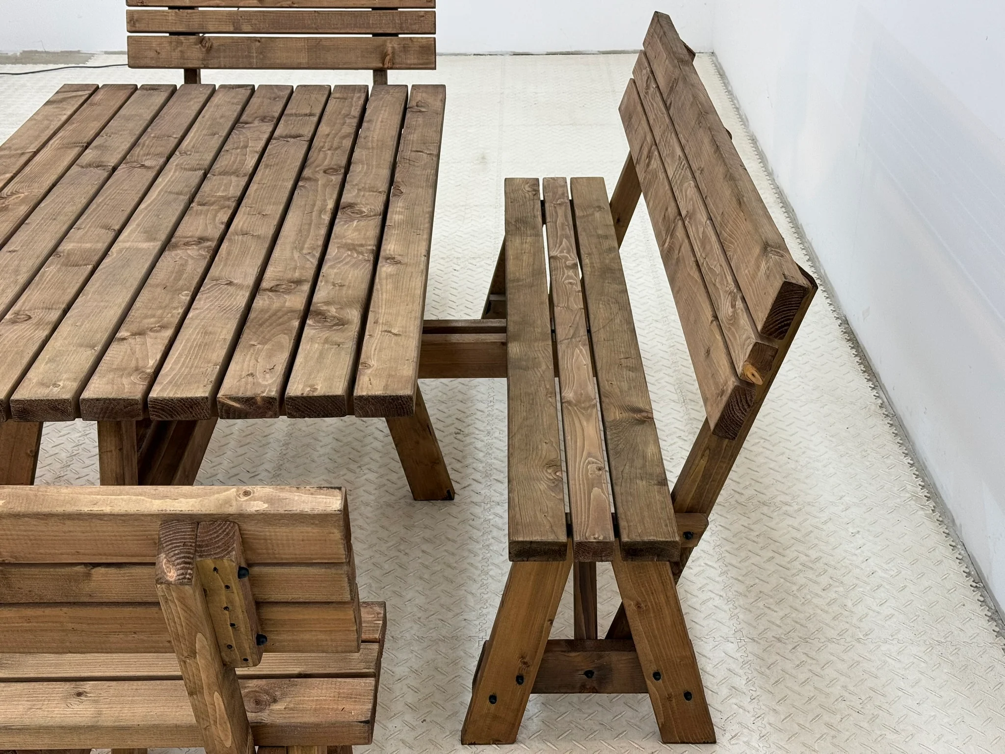 Meridian Square Picnic Table and Benches Set With Backrest - Image 8