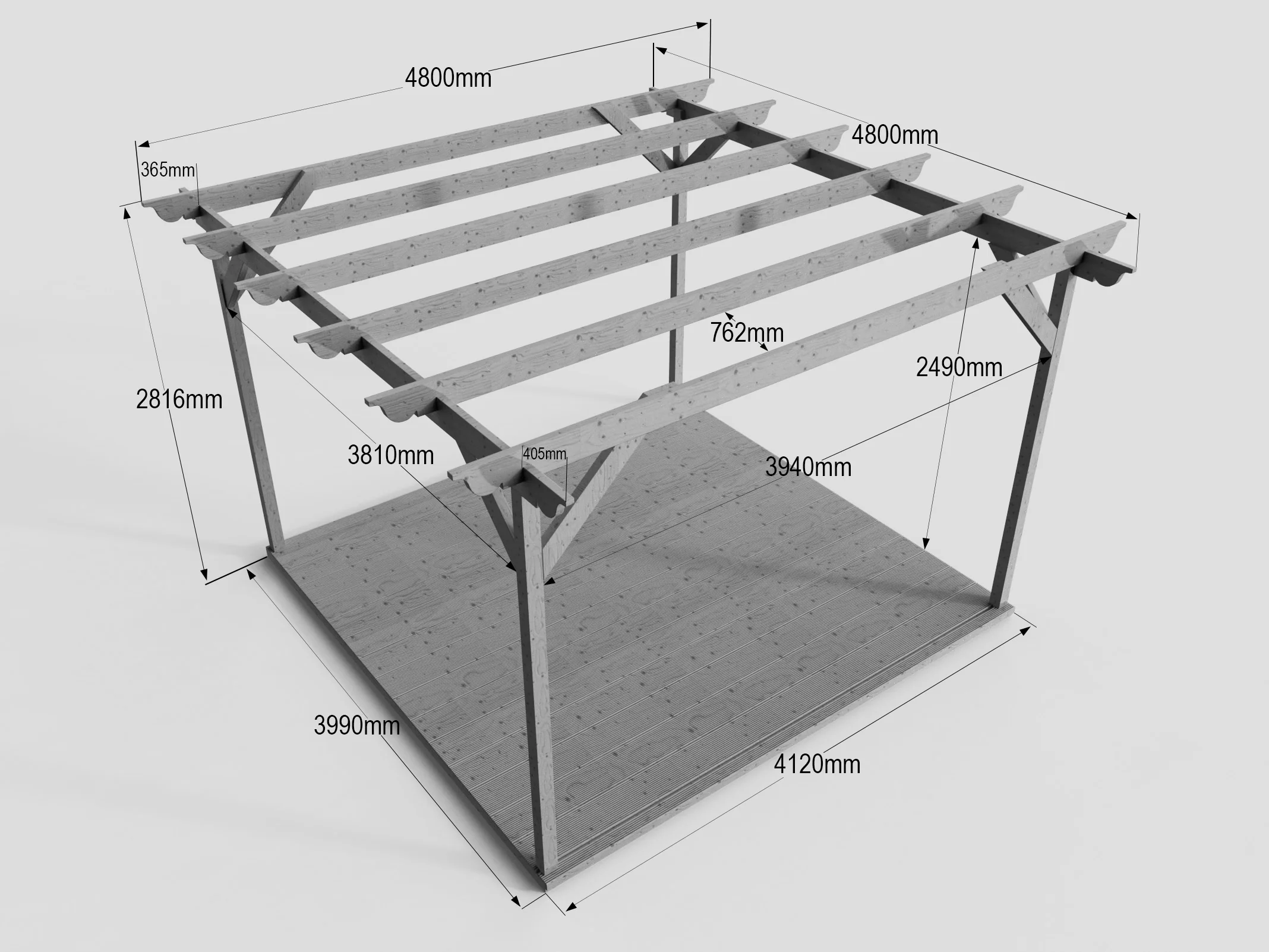 Ovolo Wooden Pergola and Decking Kit - Image 12