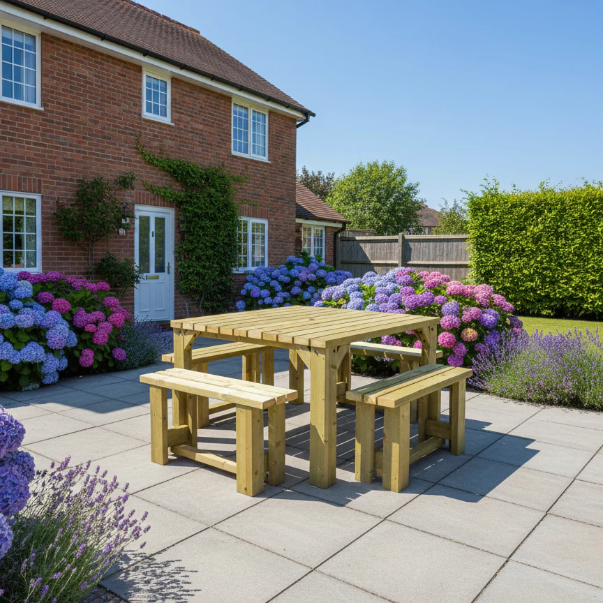 QUADRUM Picnic Table With 4 Benches - Image 4