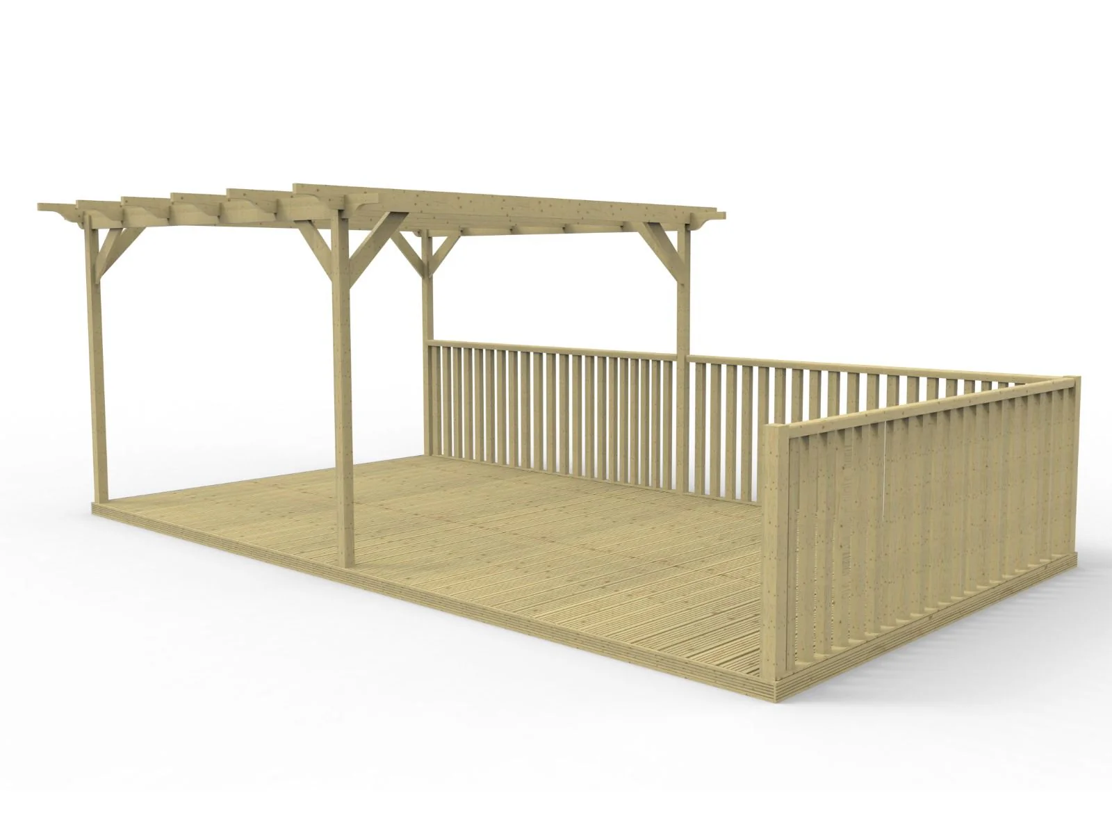 Rectangular Pergola And Decking Kit With Balustrade V.7
