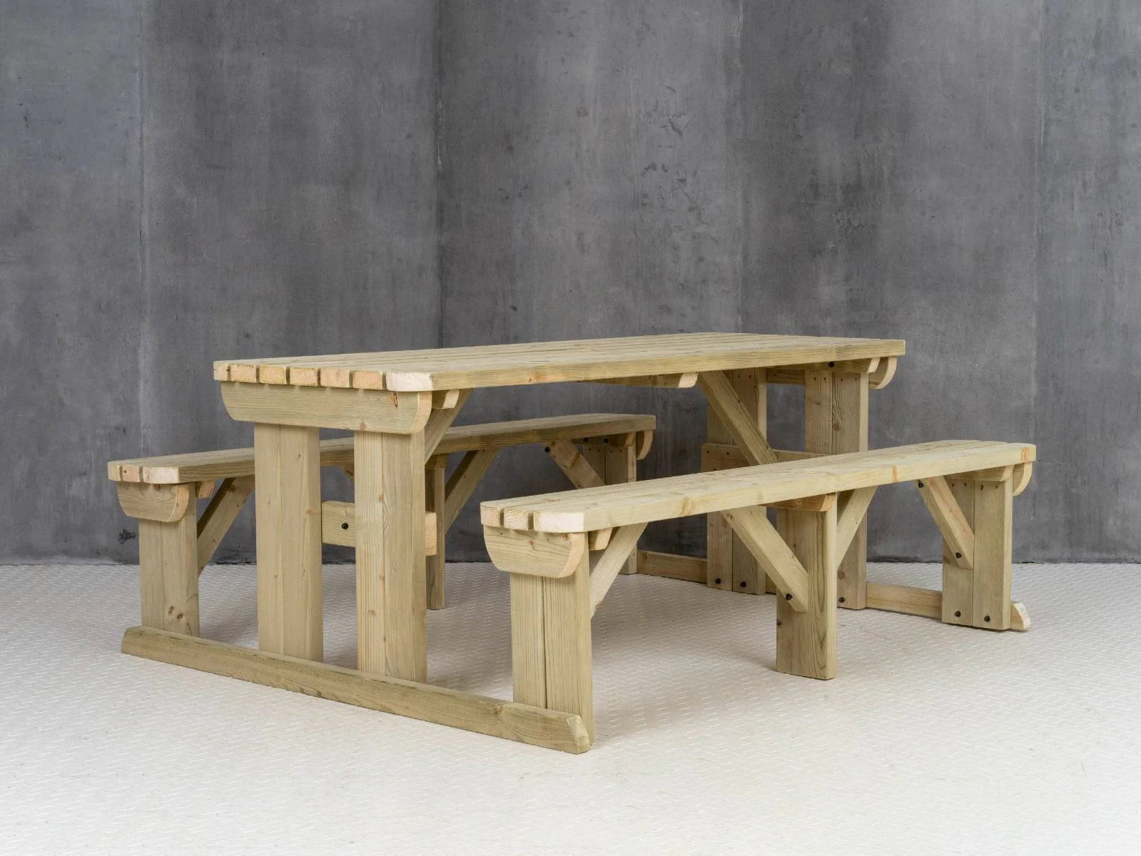 Abies Rounded Picnic Table and Benches Set - Image 10