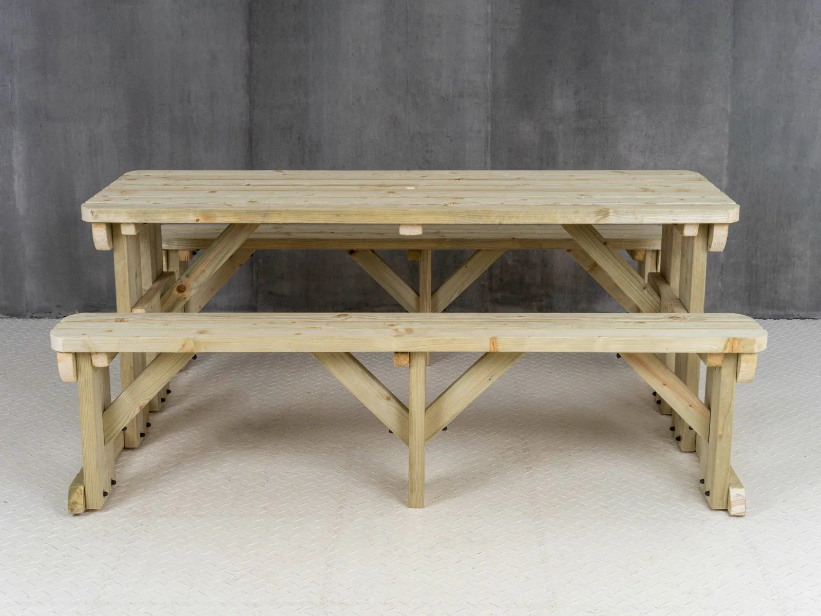 Abies Rounded Picnic Table and Benches Set - Image 14