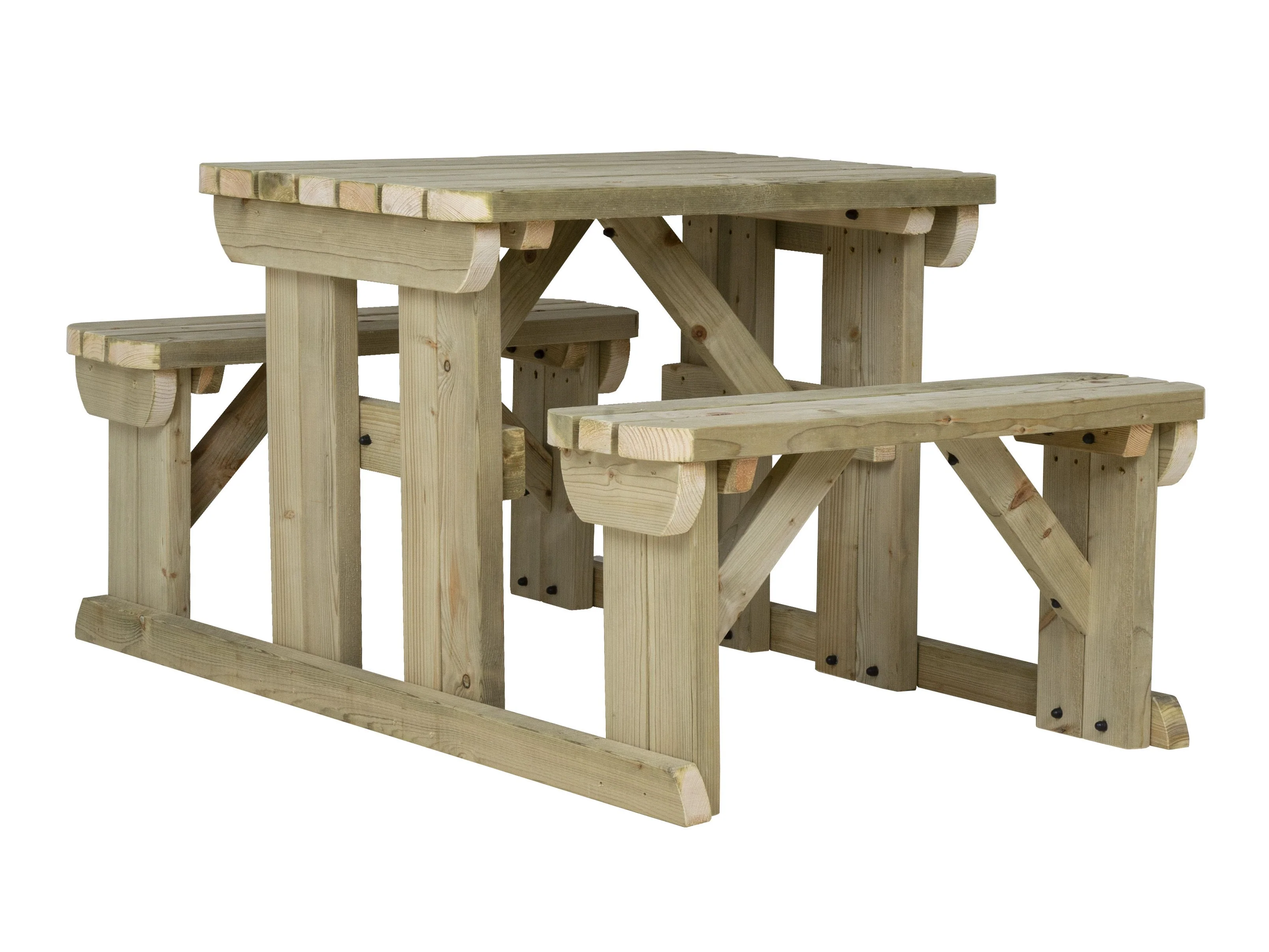 Abies Rounded Picnic Table and Benches Set - Image 16