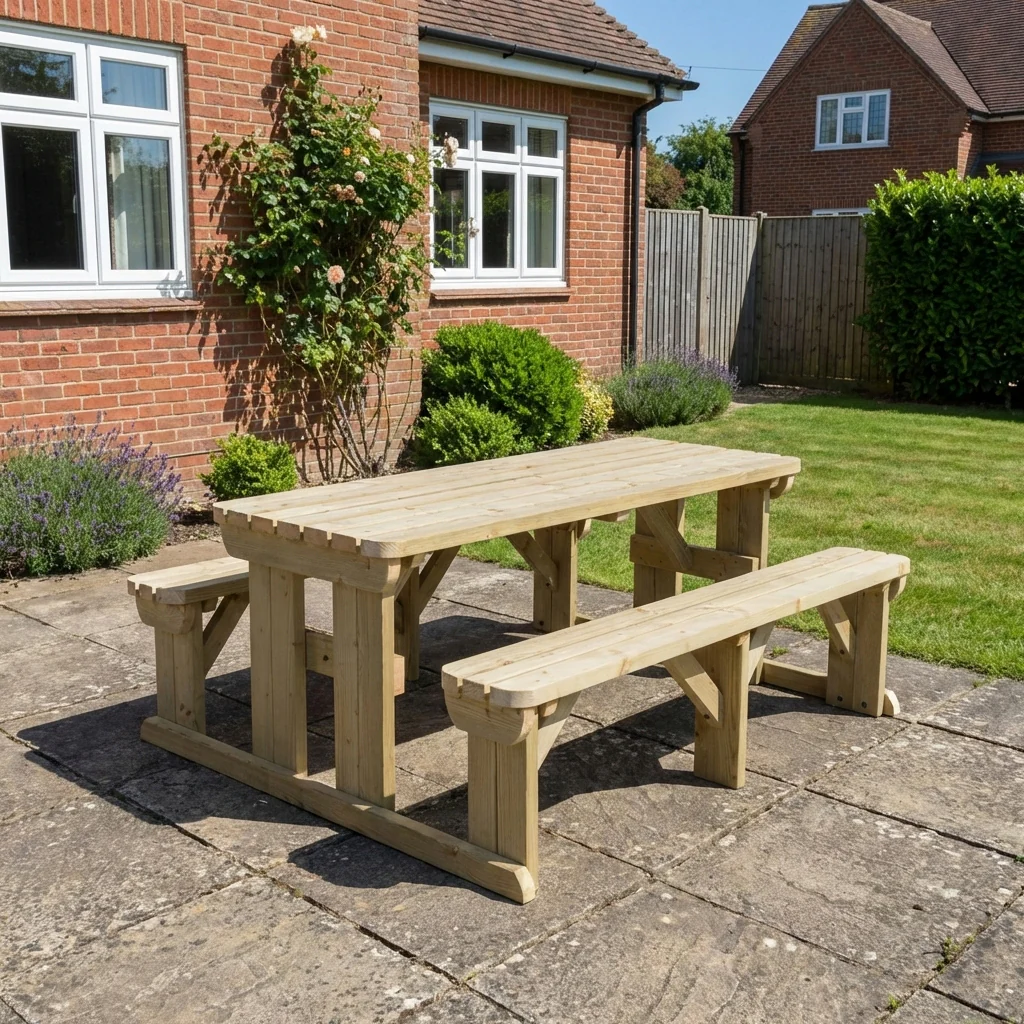 Abies Rounded Picnic Table and Benches Set - Image 5