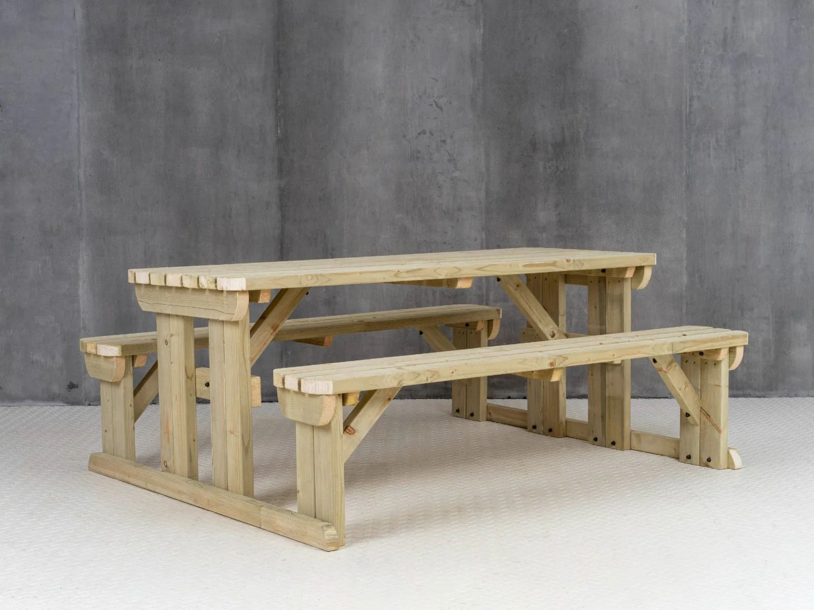 Abies Rounded Picnic Table and Benches Set - Image 8