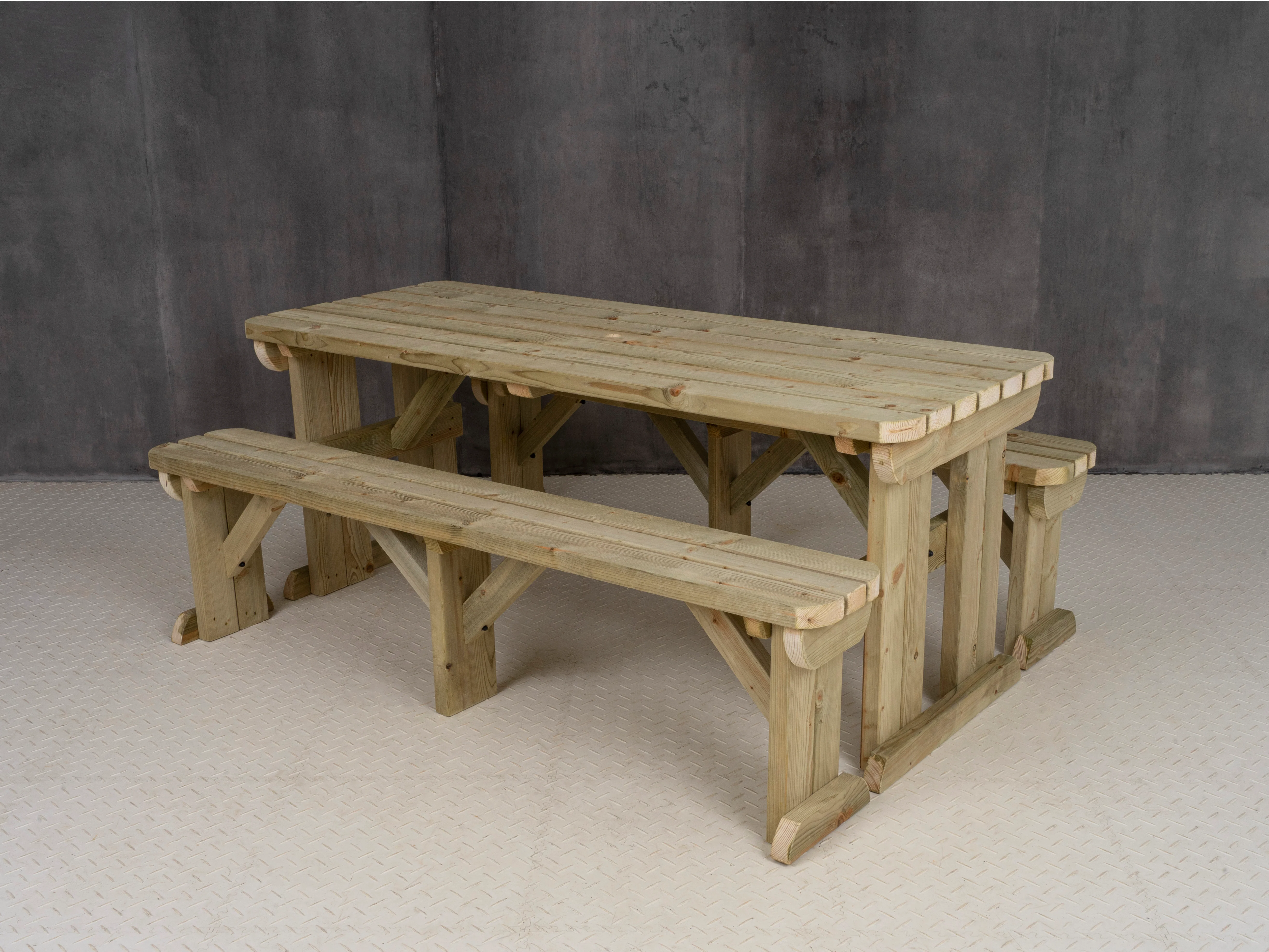 Aspen Rounded Picnic Table and Benches Set - Image 21