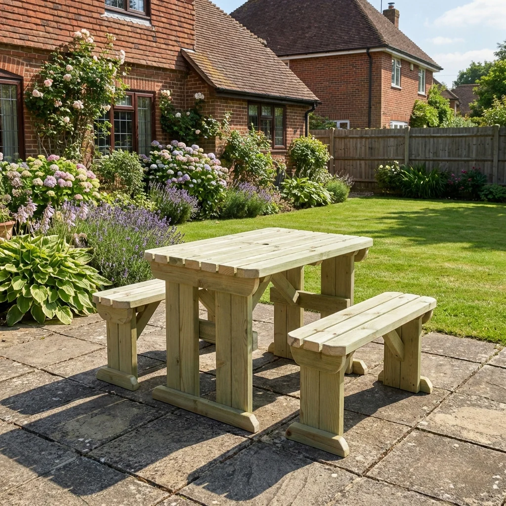 Aspen Rounded Picnic Table and Benches Set - Image 4