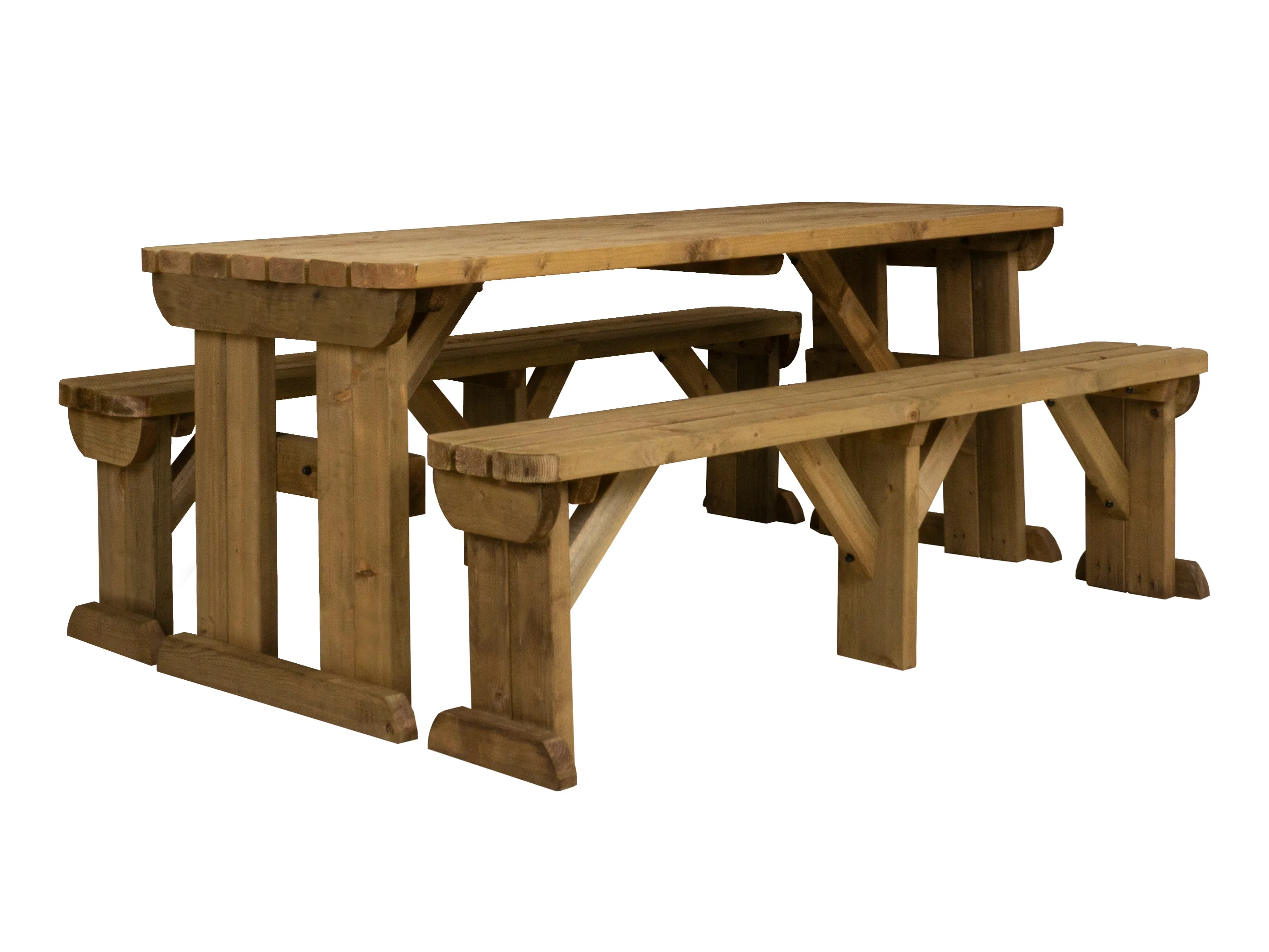Aspen Rounded Picnic Table and Benches Set - Rustic Finish - Image 10