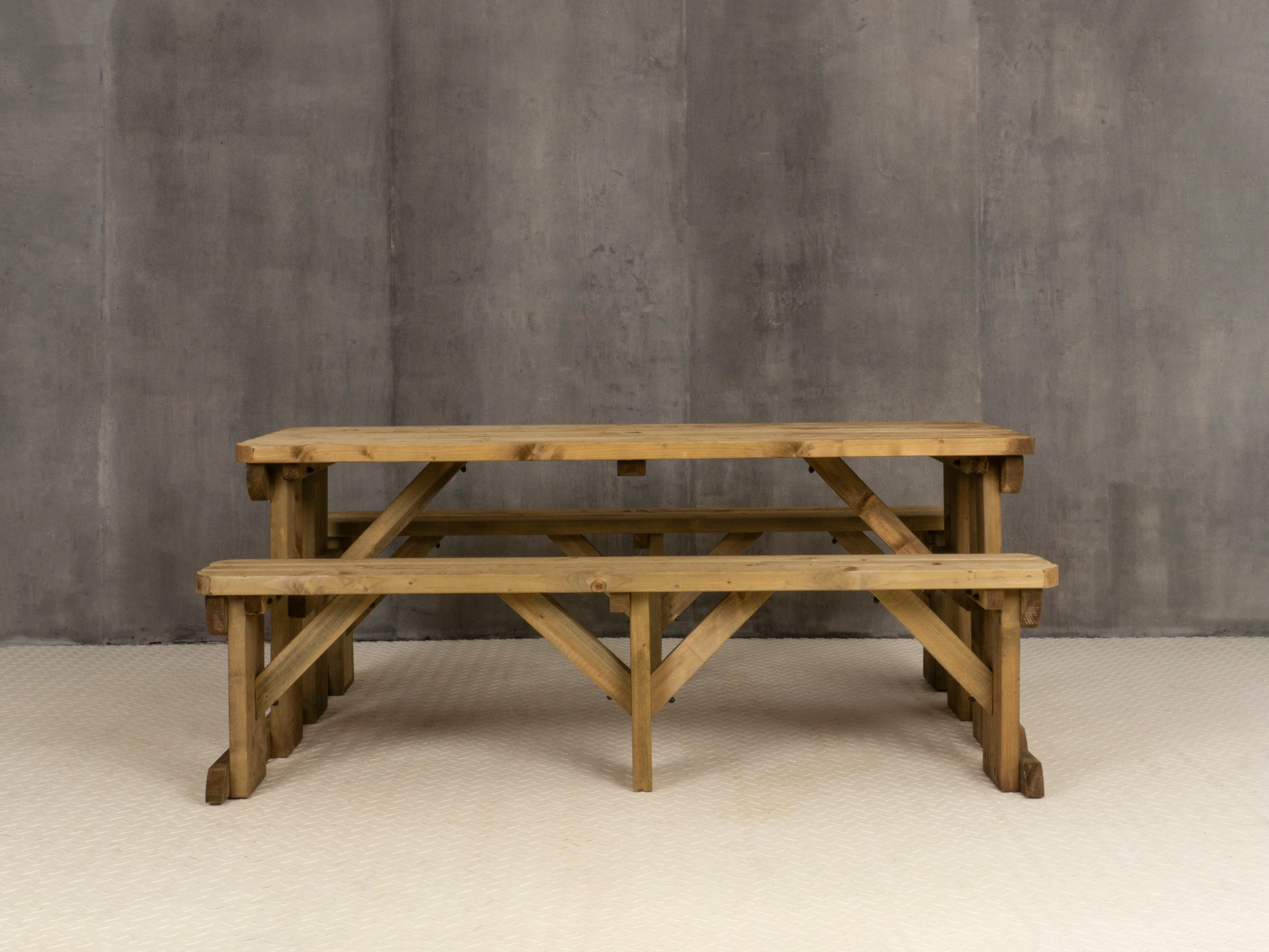 Aspen Rounded Picnic Table and Benches Set - Rustic Finish - Image 11